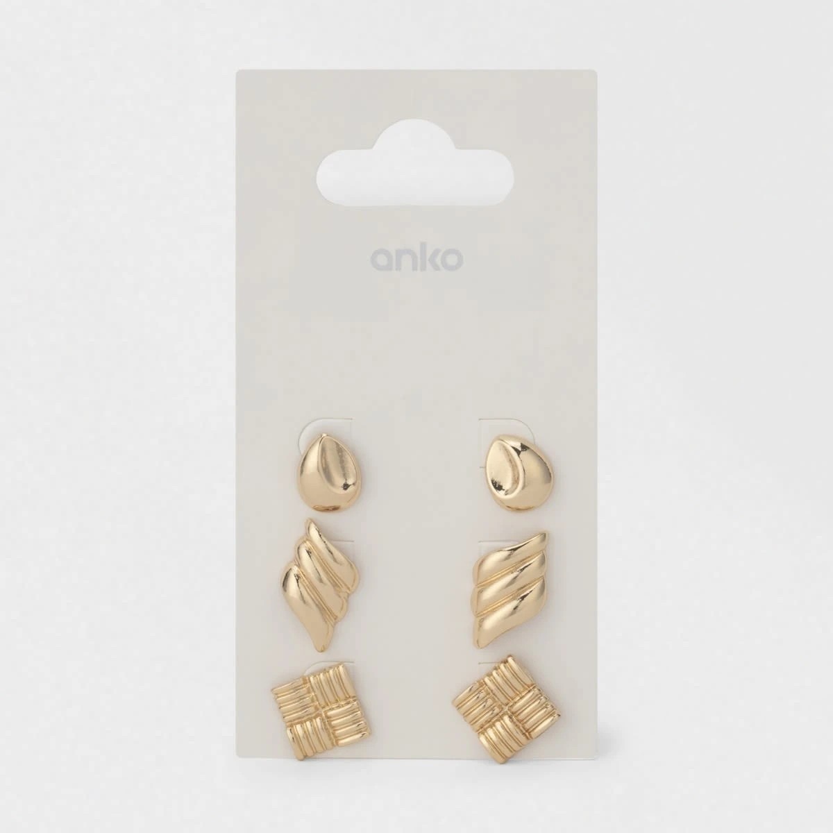 4 3 Pack Statement Stud Earrings - Gold Tone, 4 of 4