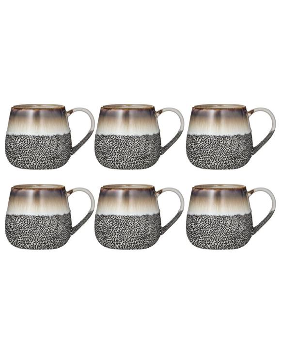 Leaf & Bean Roma Reactive Glaze 6 Piece Mug Set 500ml Mocca - Multi