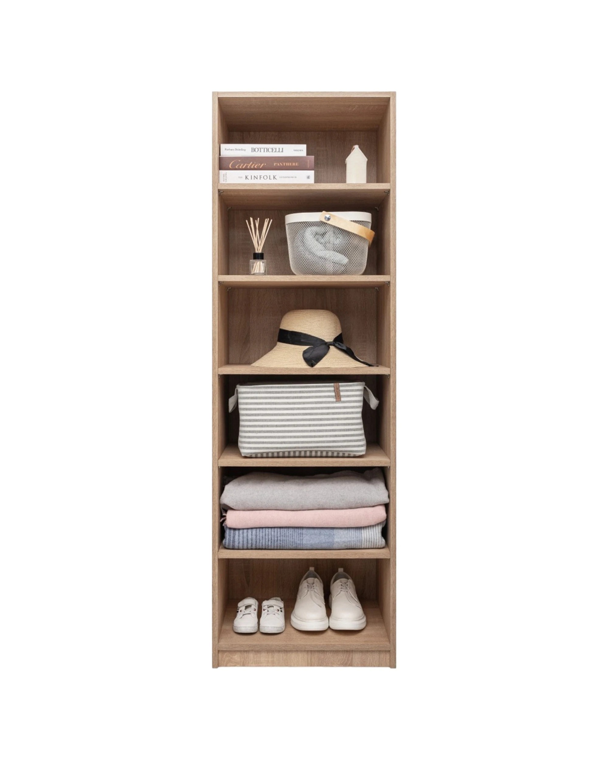 1 European Cabinetry Geneva Built In Wardrobe 6 Shelf Module Oak - Natural, 1 of 4