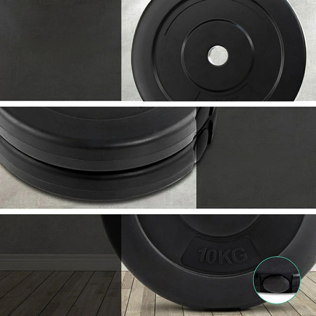 4 Everfit 50kg Barbell Weight Plates Standard Home Gym Press Fitness Exercise - Black, 4 of 6