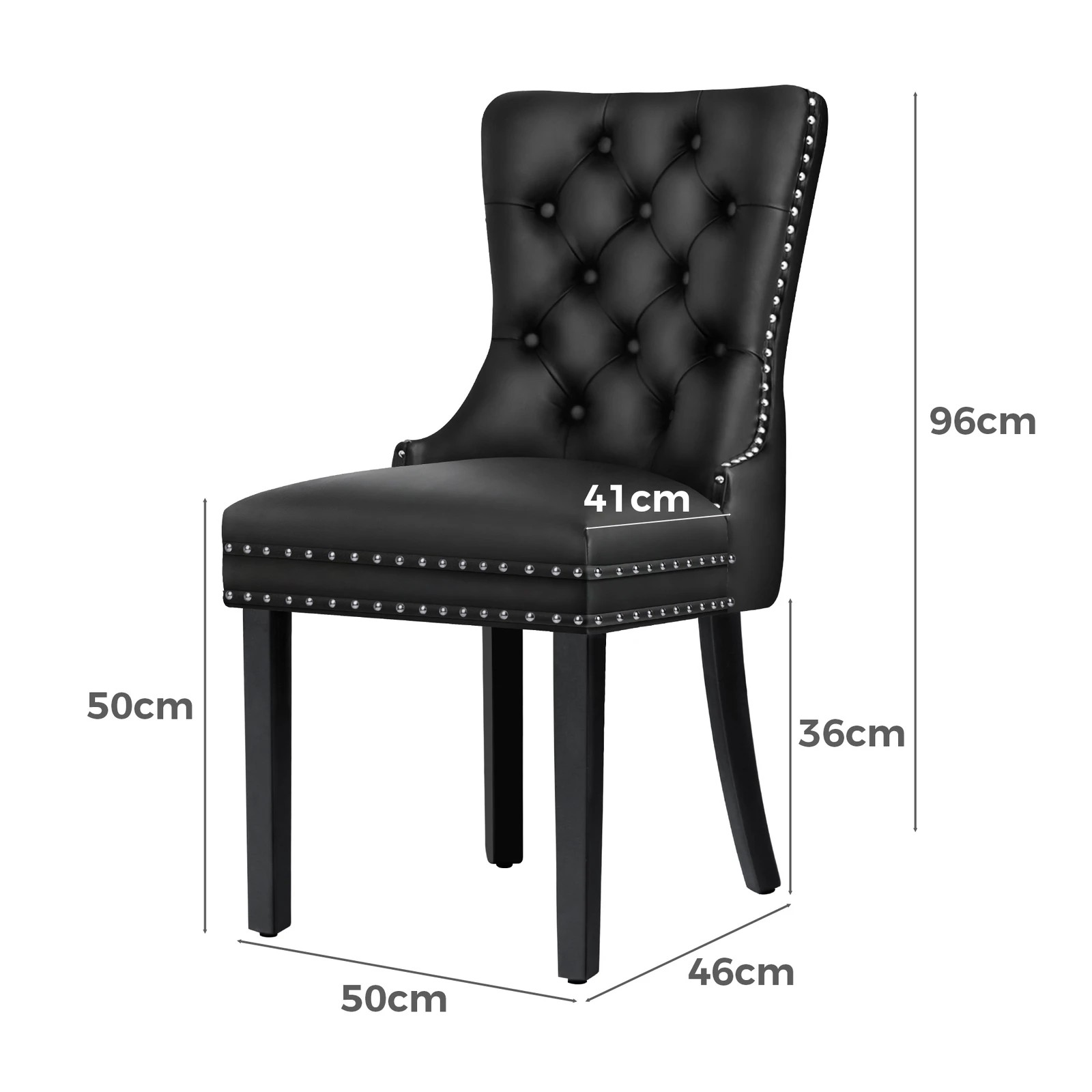 7 Alfordson 4x Dining Chairs Kitchen Lounge Retro Button Tufted PU Leather - Black, 7 of 10