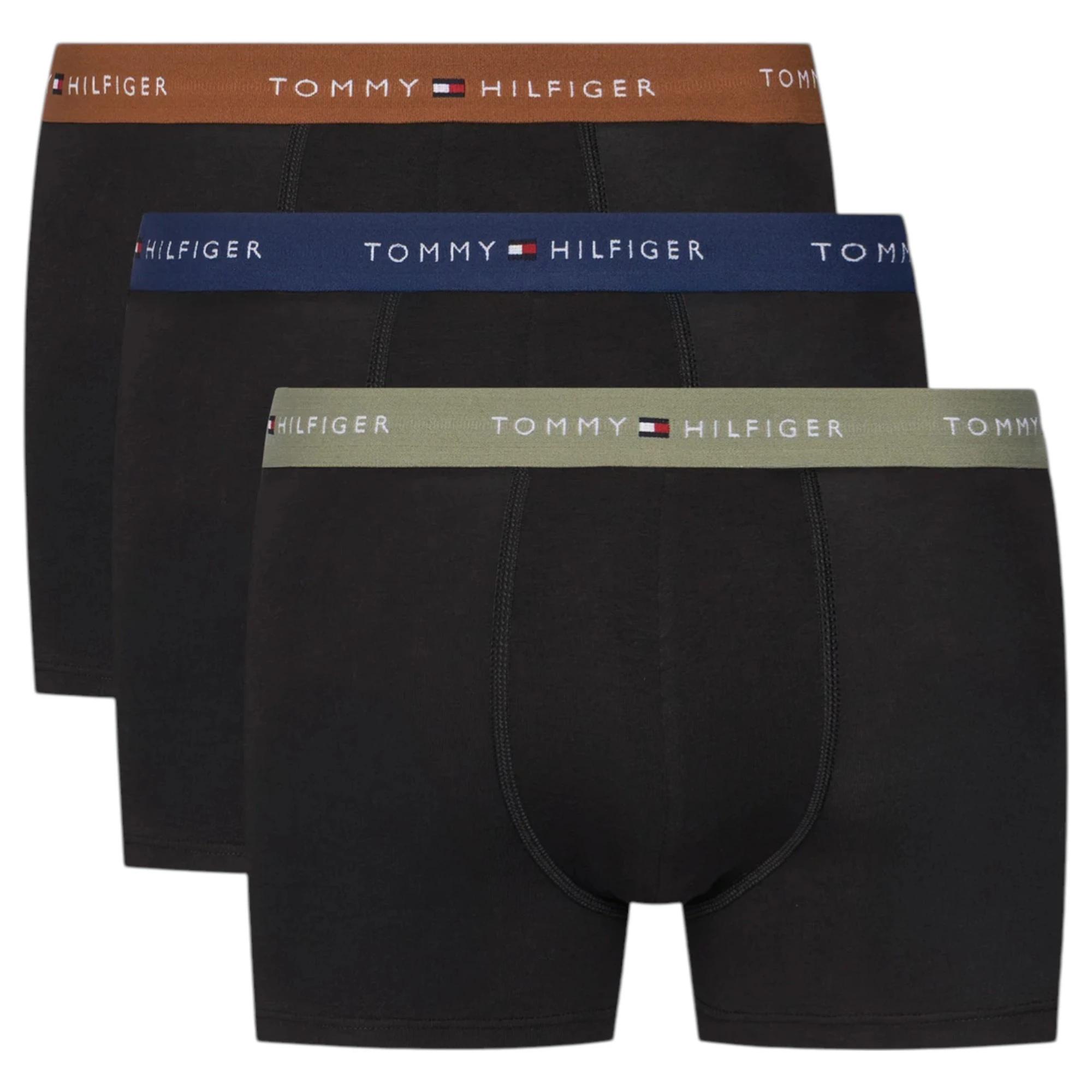 4 Tommy Hilfiger 3 Pack Mens Essential Boxer Cotton Trunks Underwear BLACK MULTI, 4 of 7
