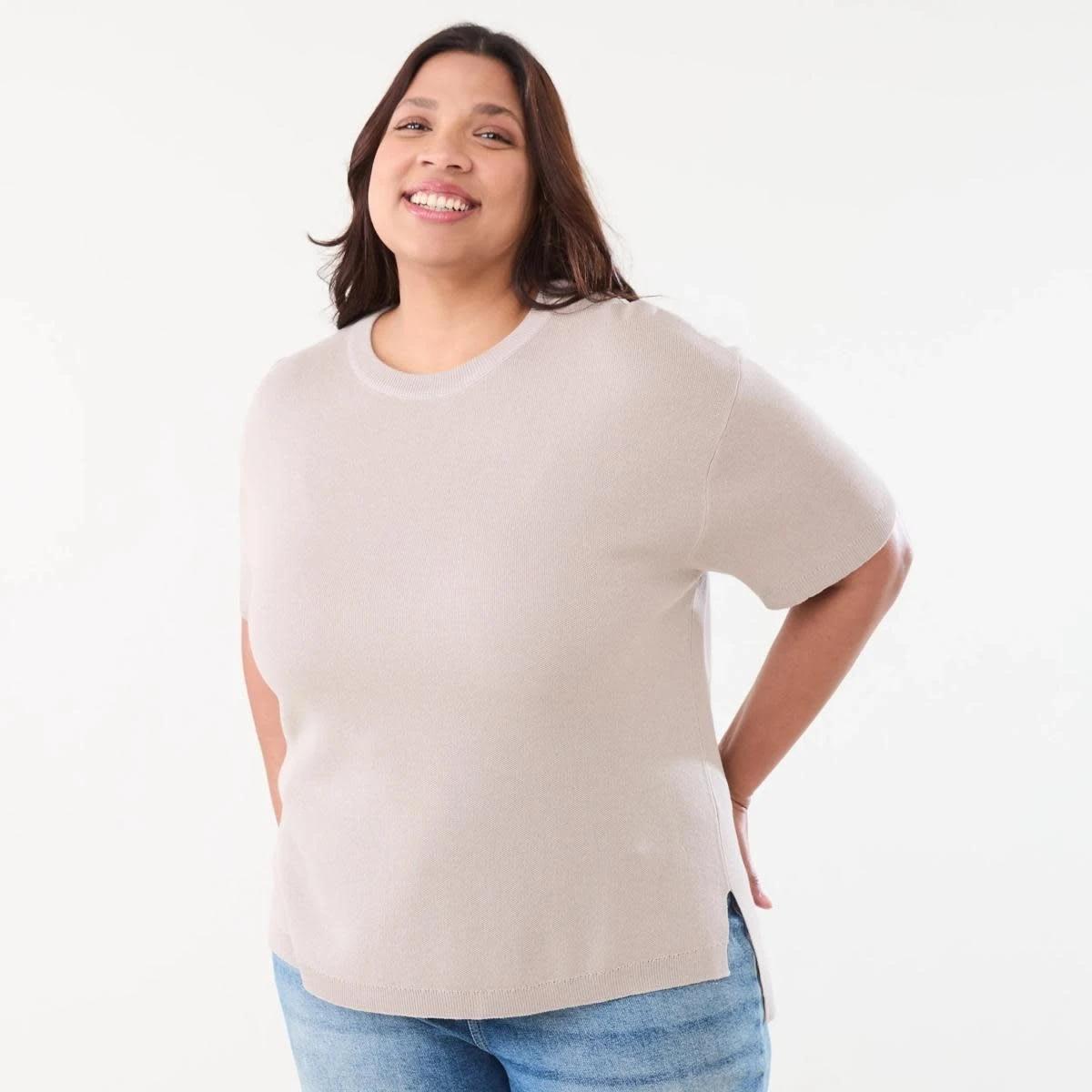 1 Curve Short Sleeve True Knit Top FADED TAUPE, 1 of 6