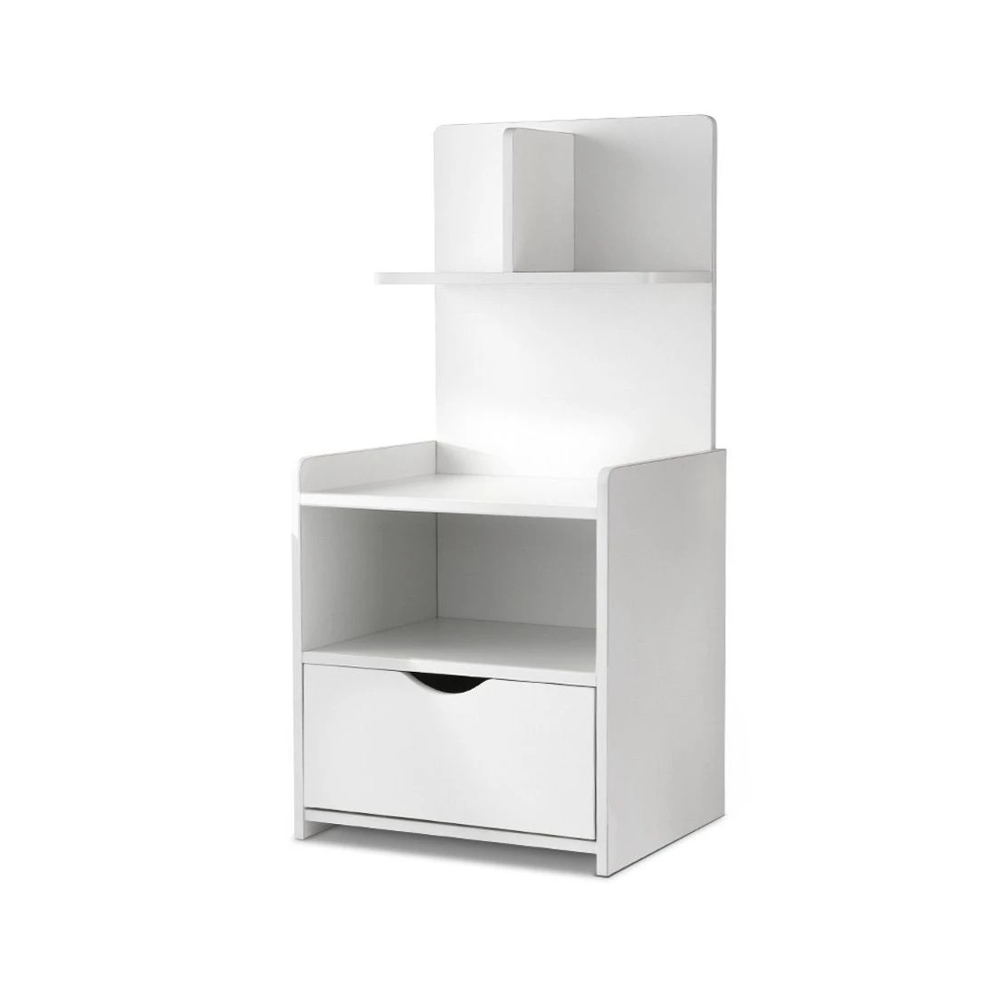 1 Artiss Bedside Table 1 Drawer with Shelves Nightstand Compact Design Storage Modern Decor Easy Assembly - White, 1 of 8