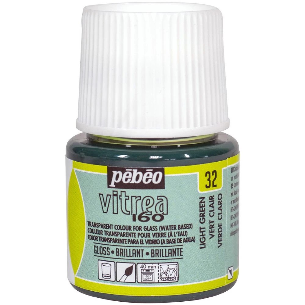 1 Pebeo Vitrea 160 Glossy Glass Paint 45mL Light Green, 1 of 1
