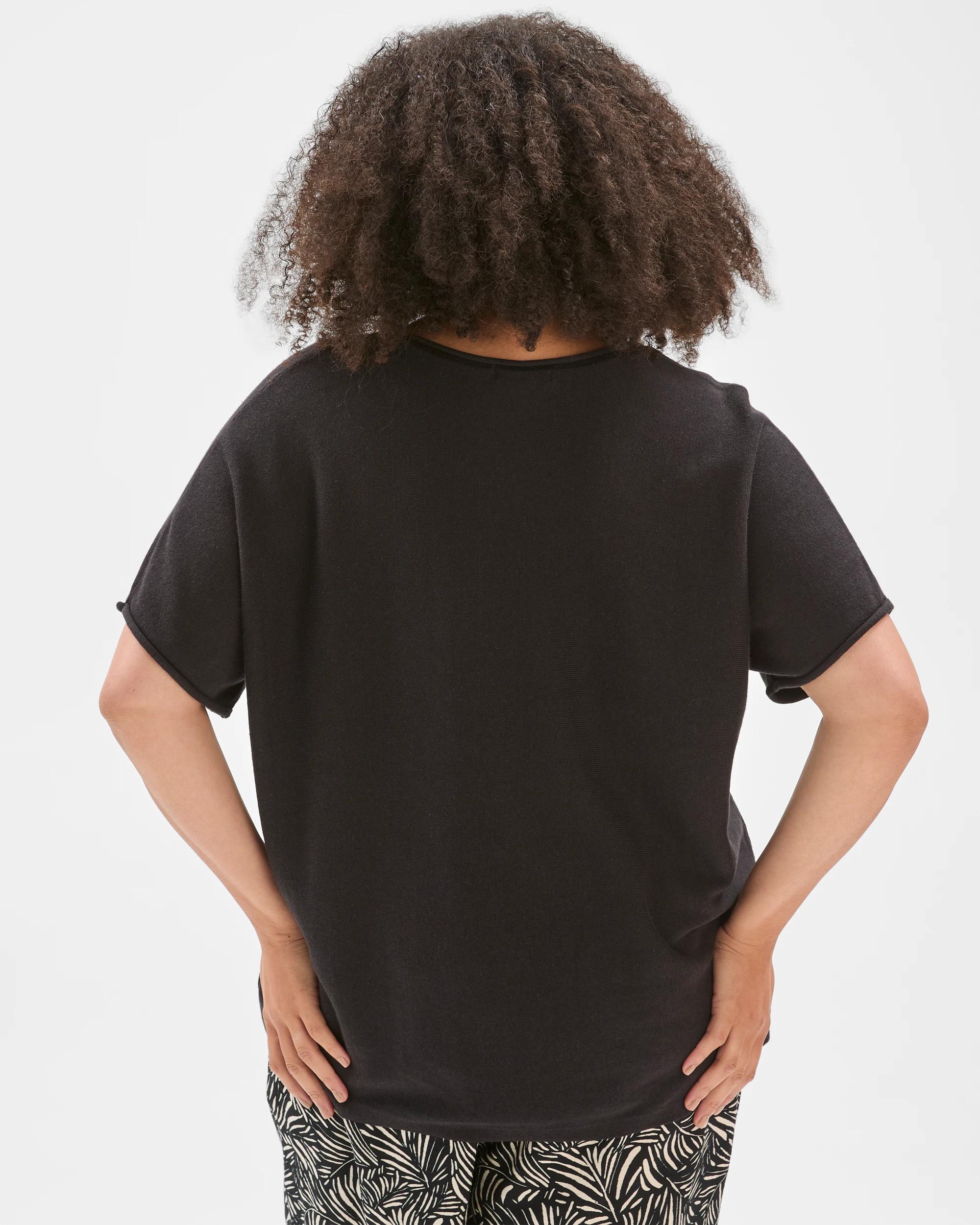 5 Target Curve Plus Size Australian Cotton Blend Roll Edge Knit Top BLACK, 5 of 5