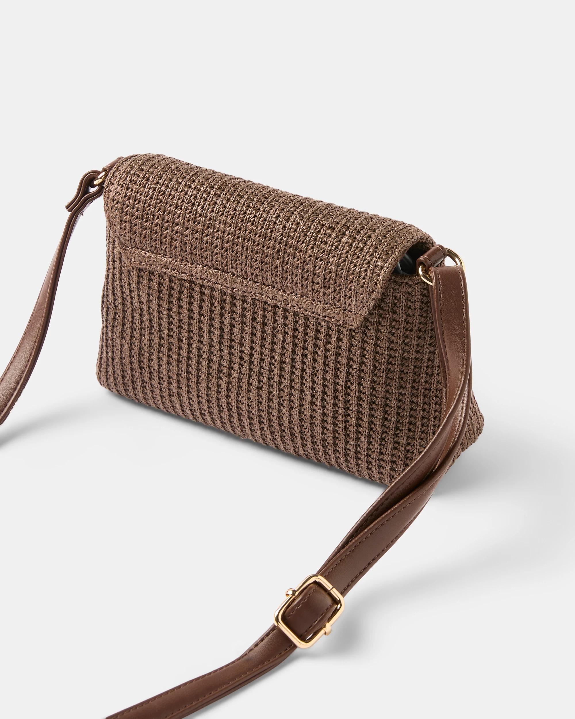 2 Woven Detail Crossbody Bag Brown, 2 of 3