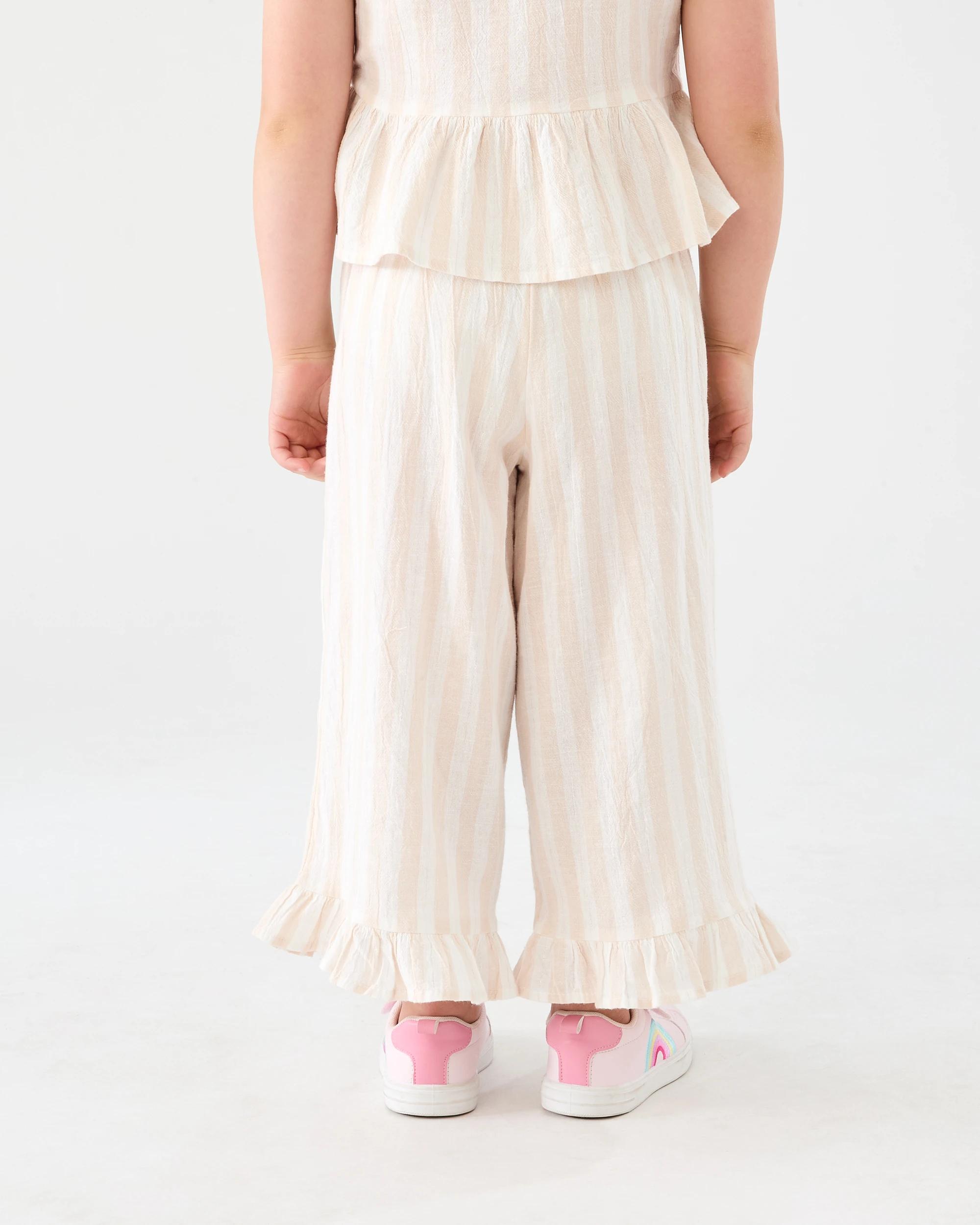 2 Frill Hem Pants Bge Stripe, 2 of 6