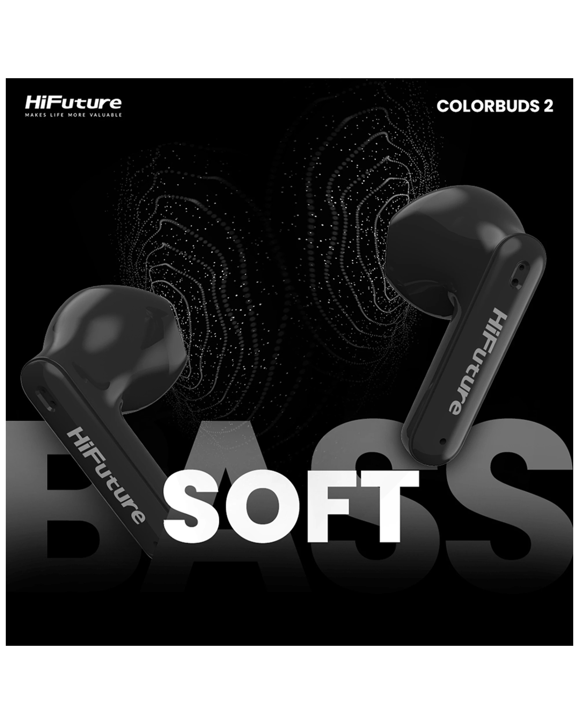 7 Hifuture Colourbuds2 True Wireless Bluetooth Soft Bass Earbuds White Noise Cancelled Earbuds - White, 7 of 9