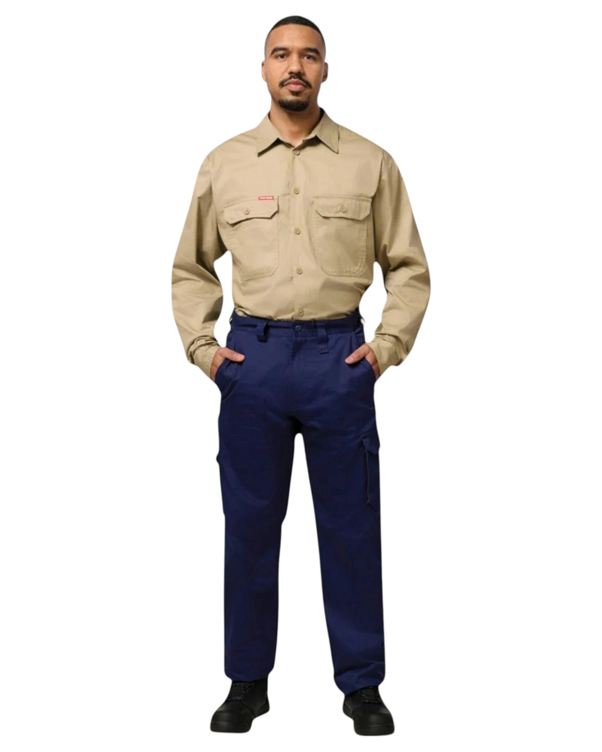 7 Hard Yakka 3 Pack Mens Long Sleeve Lightweight Drill Ventilated Shirt KHAKI, 7 of 7