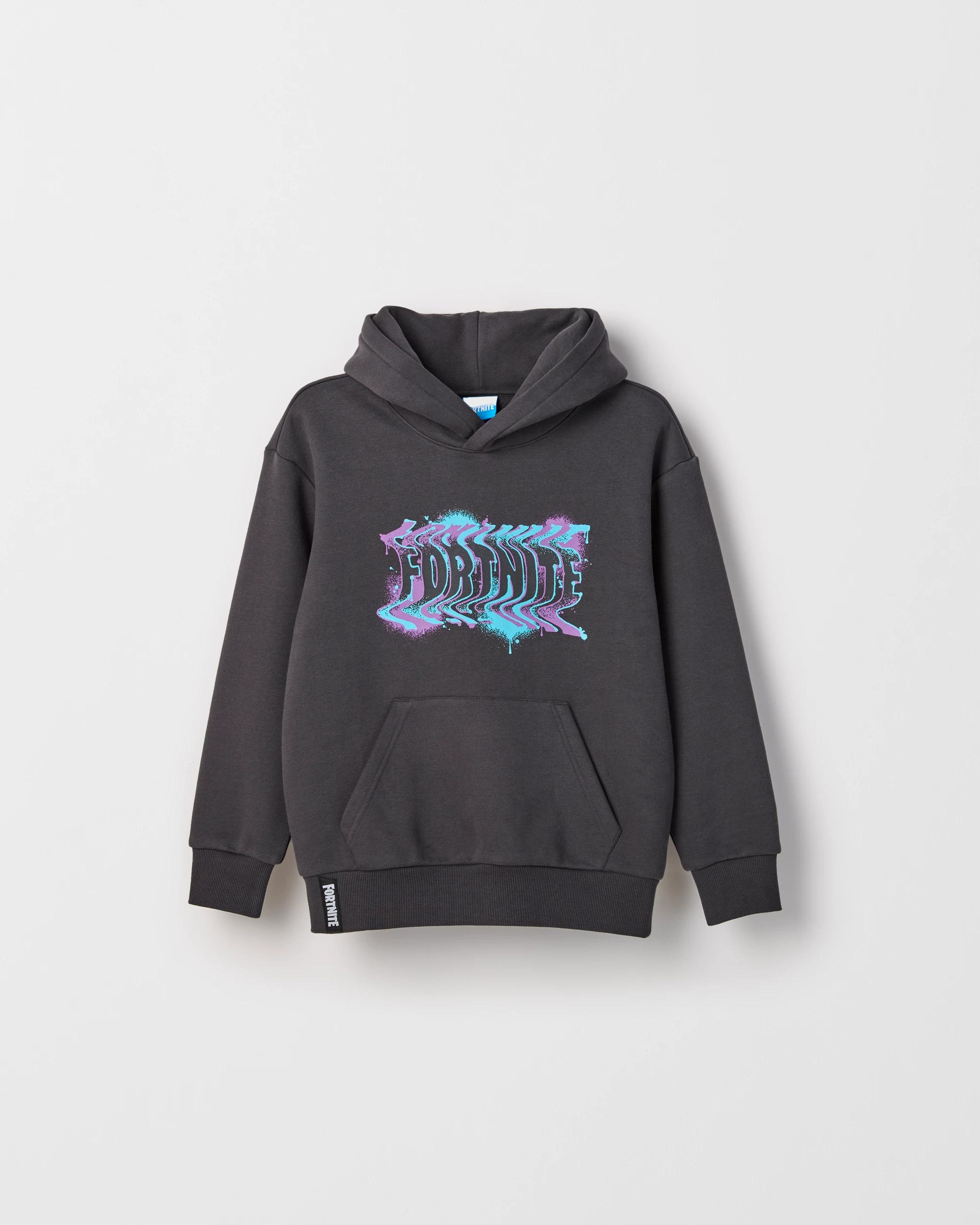 1 Fortnite Australian Cotton Blend Popover Hooded Jumper BLACK, 1 of 3