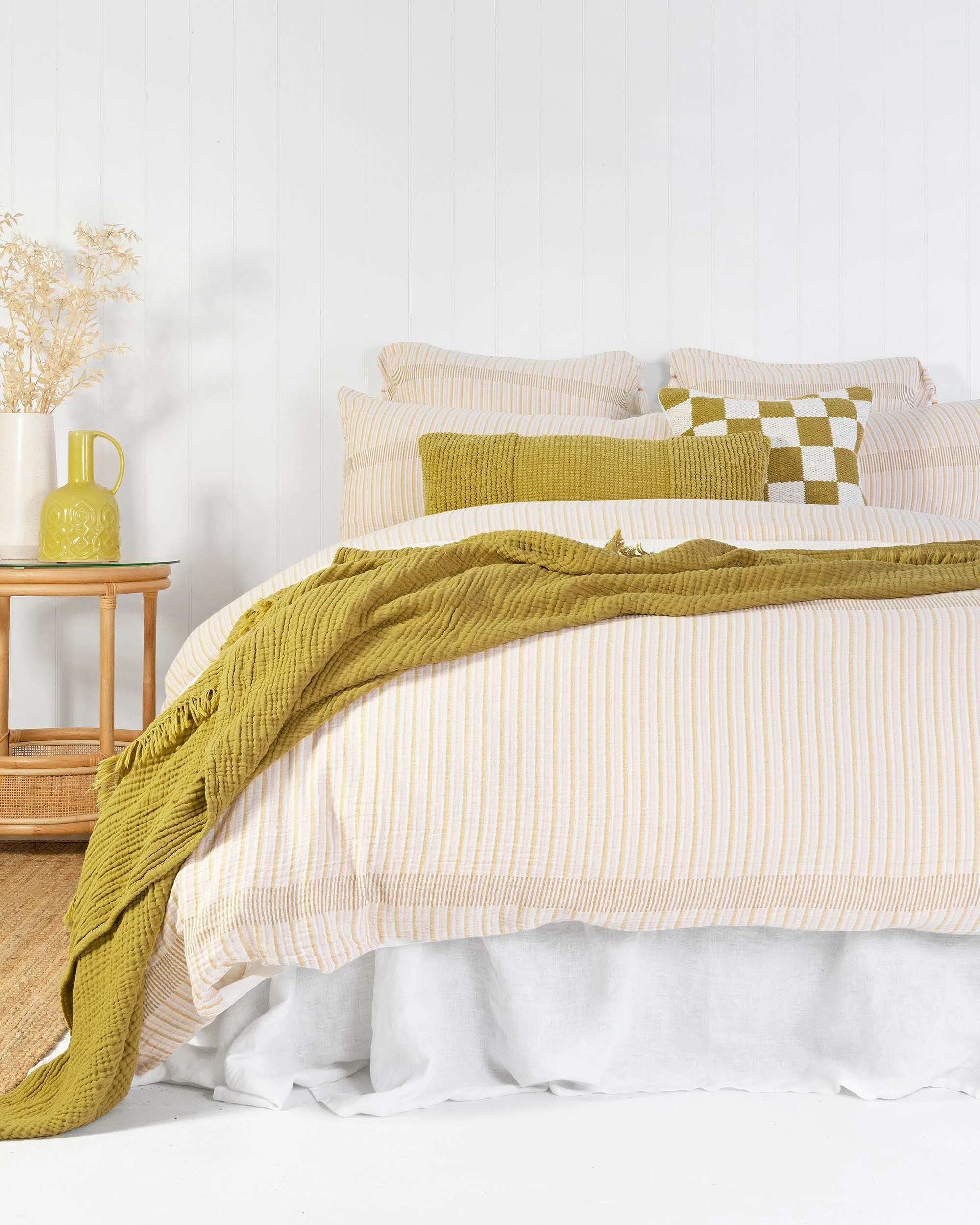 1 Bambury Molloy Cotton Gauze Stripe Quilt Cover Set - King Bed - Multi, 1 of 3