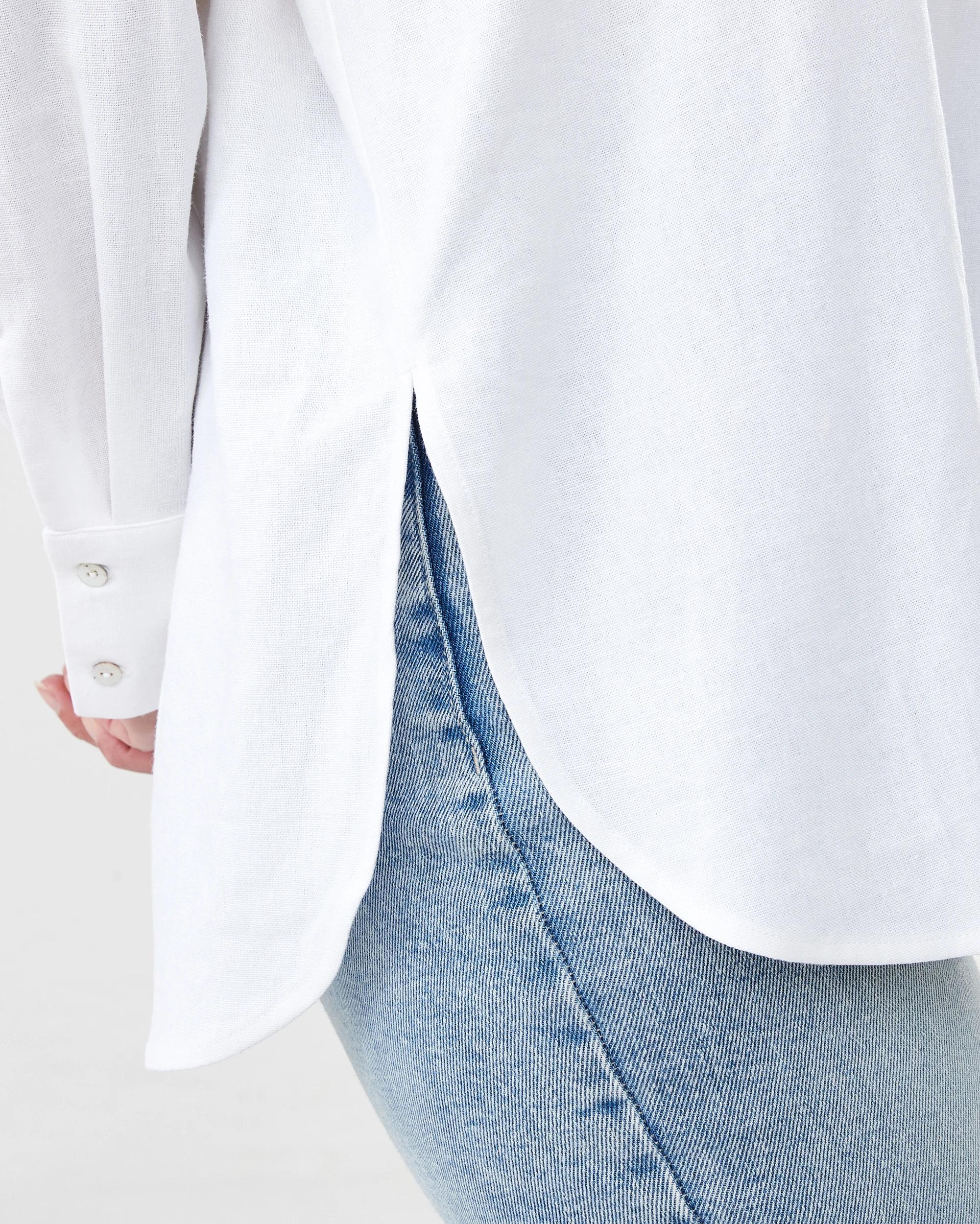 8 Long Sleeve Oversized Linen Blend Shirt White, 8 of 8