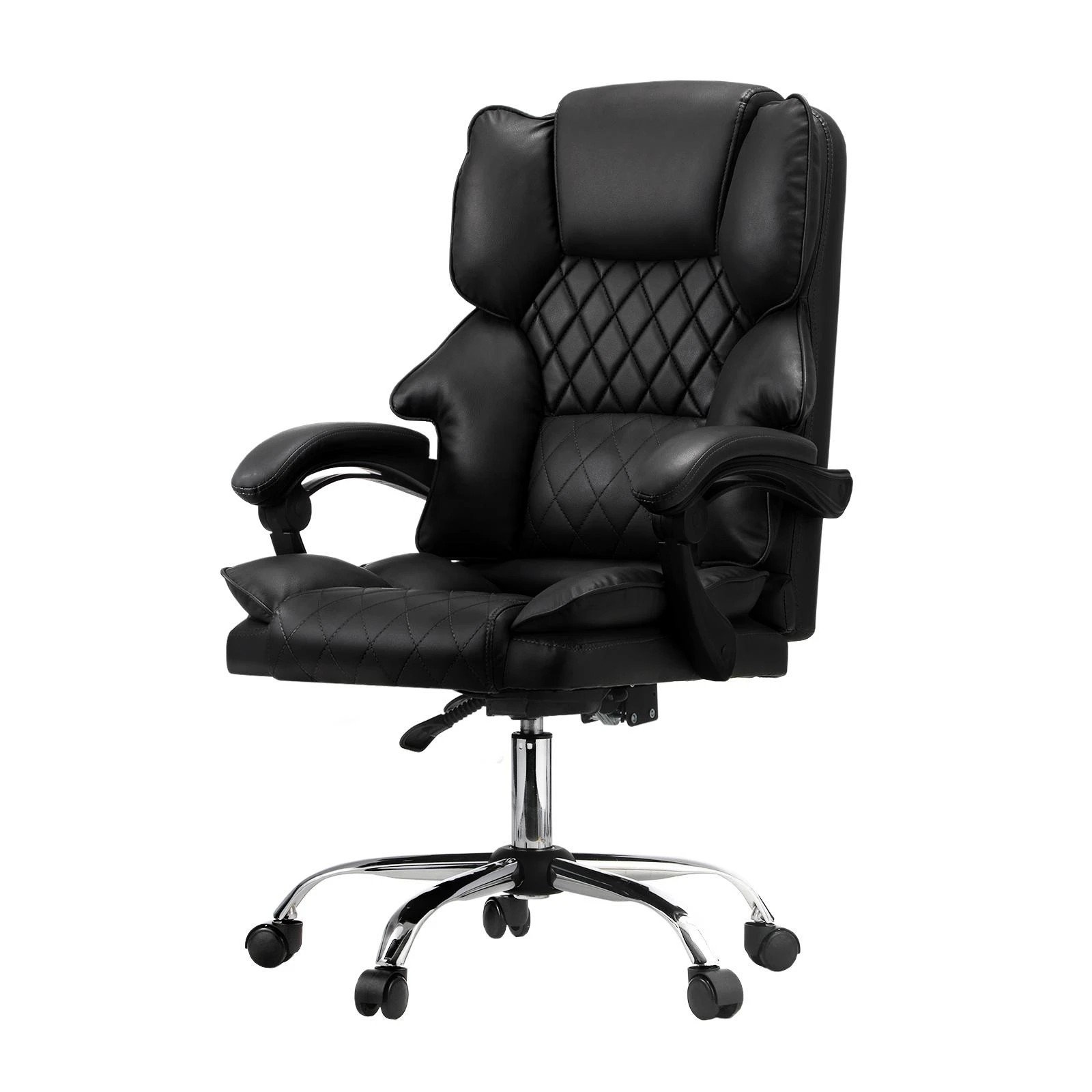 1 Oikiture Massage Office Chair Computer Racer PU Leather Seat Recliner - Black, 1 of 3