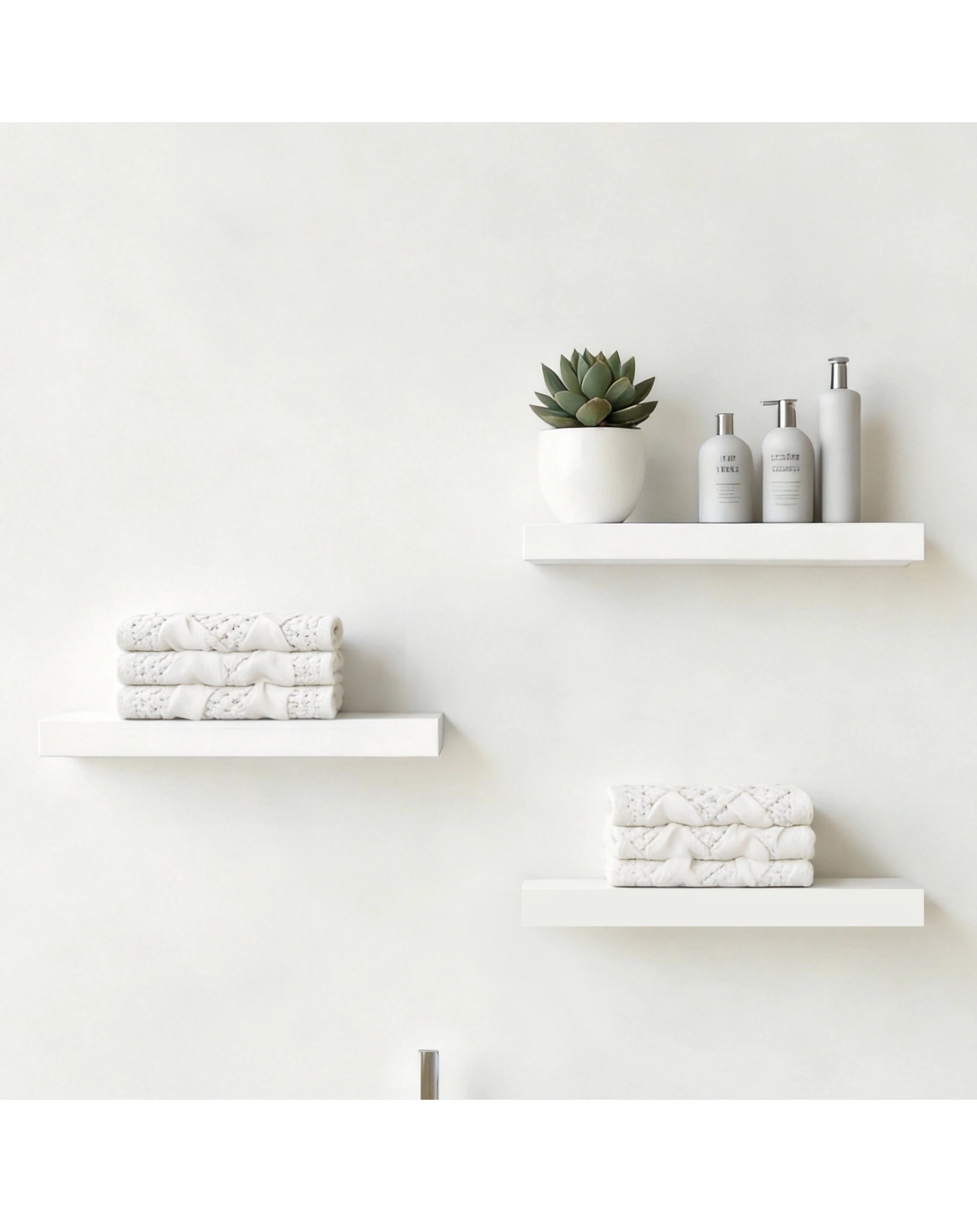 1 Takara Seiso Floating Wall Shelves Display Rack (Set of 3) Medium 60cm - White, 1 of 9
