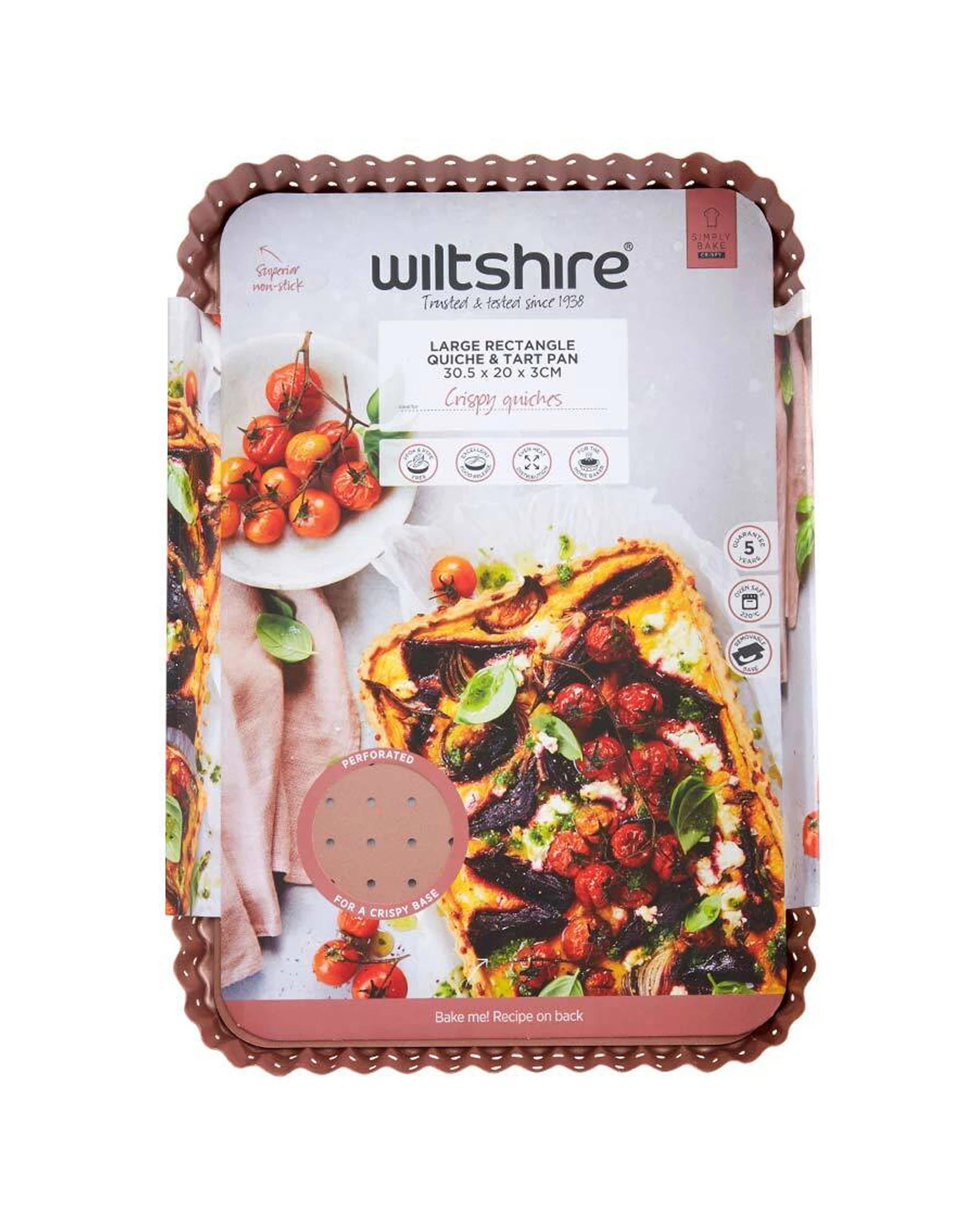 1 Wiltshire Non-Stick Perforated Rectangular Tart Pan 30.5x20cm - Gold, 1 of 3