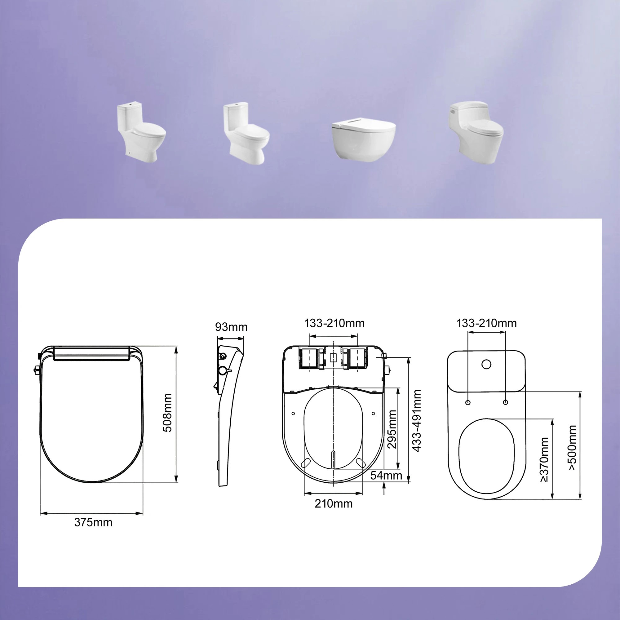 2 Cefito Electric Bidet Toilet Seat Washing Without Power - White, 2 of 9