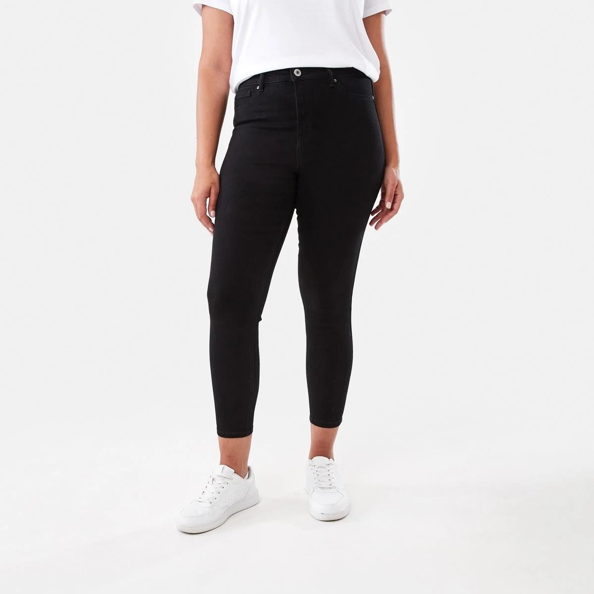1 High Rise Ankle Length Skinny Jeans Black Wash, 1 of 5
