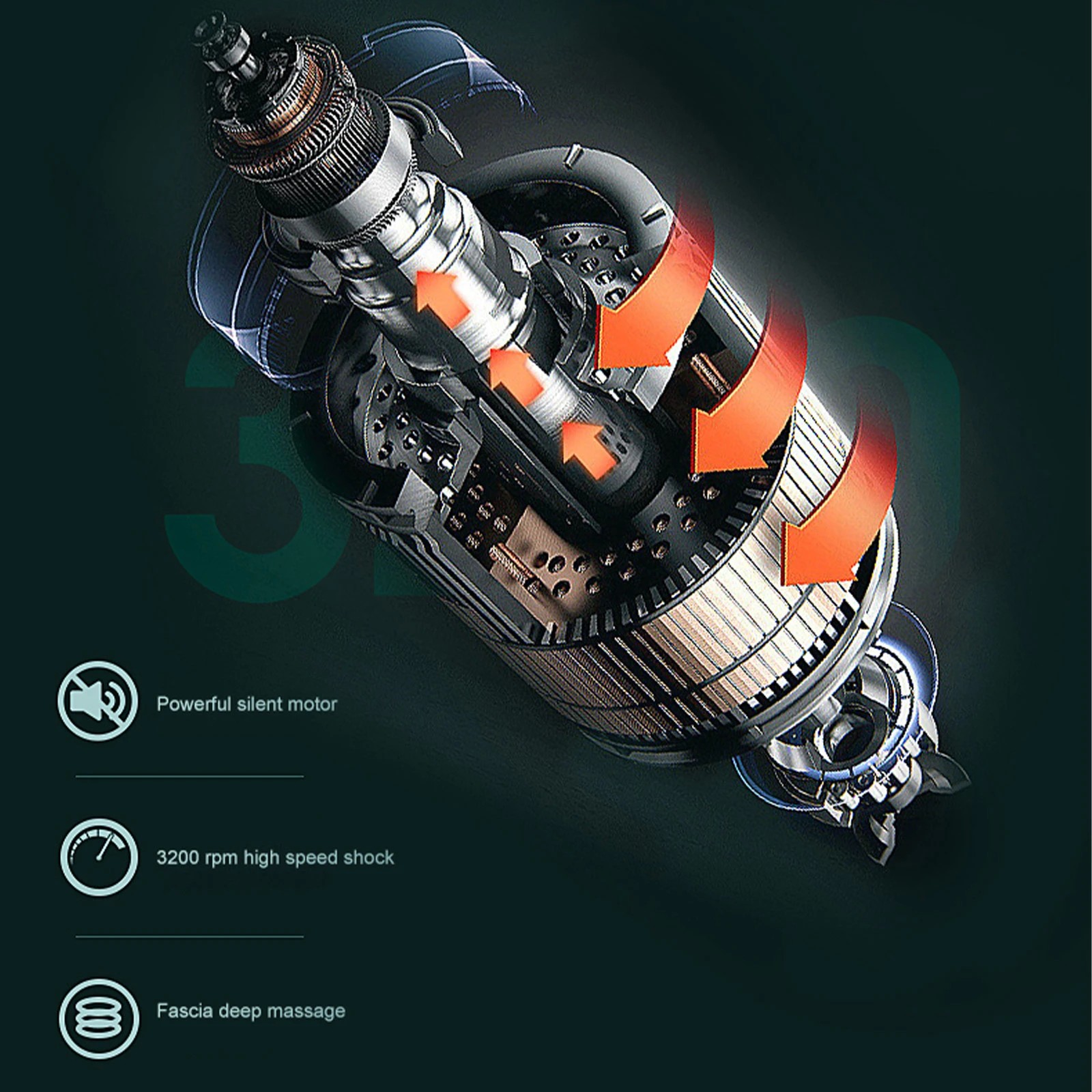 3 FITSMART 6 Level Mini Vibration Therapy Massage Gun USB Charging 4 Heads - Black, 3 of 10