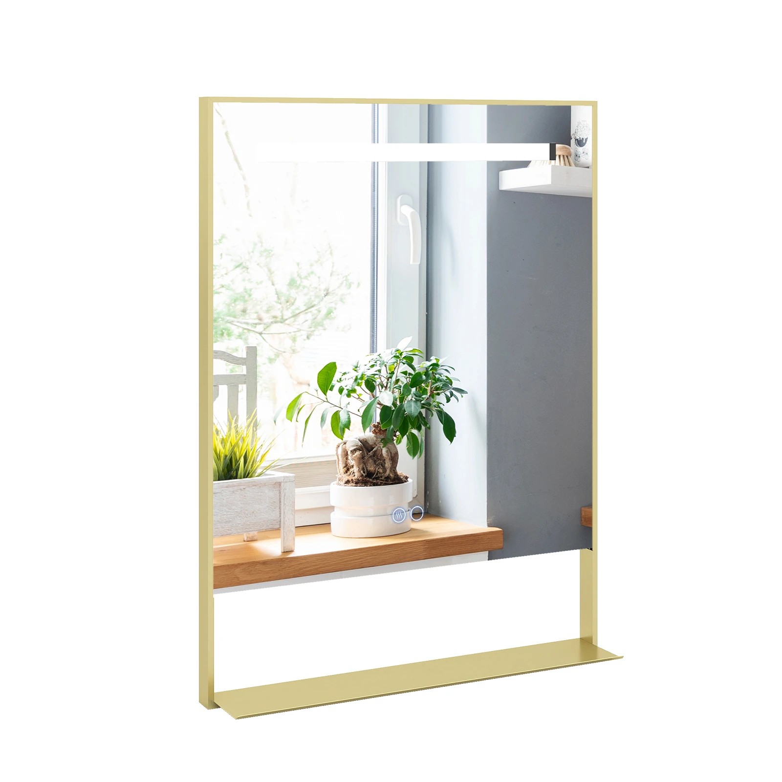 1 Costway 80x60cm LED Bathroom Mirror Vanity Mirror Aluminum Frame w/3 Color Light, 1 of 3