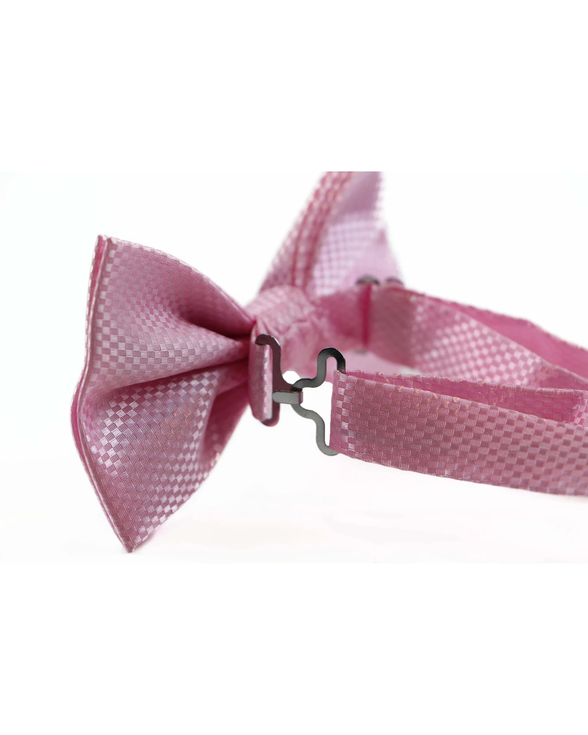 2 Zasel Mens Baby Pink Disco Shine Checkered Patterned Bow Tie - Pink, 2 of 4