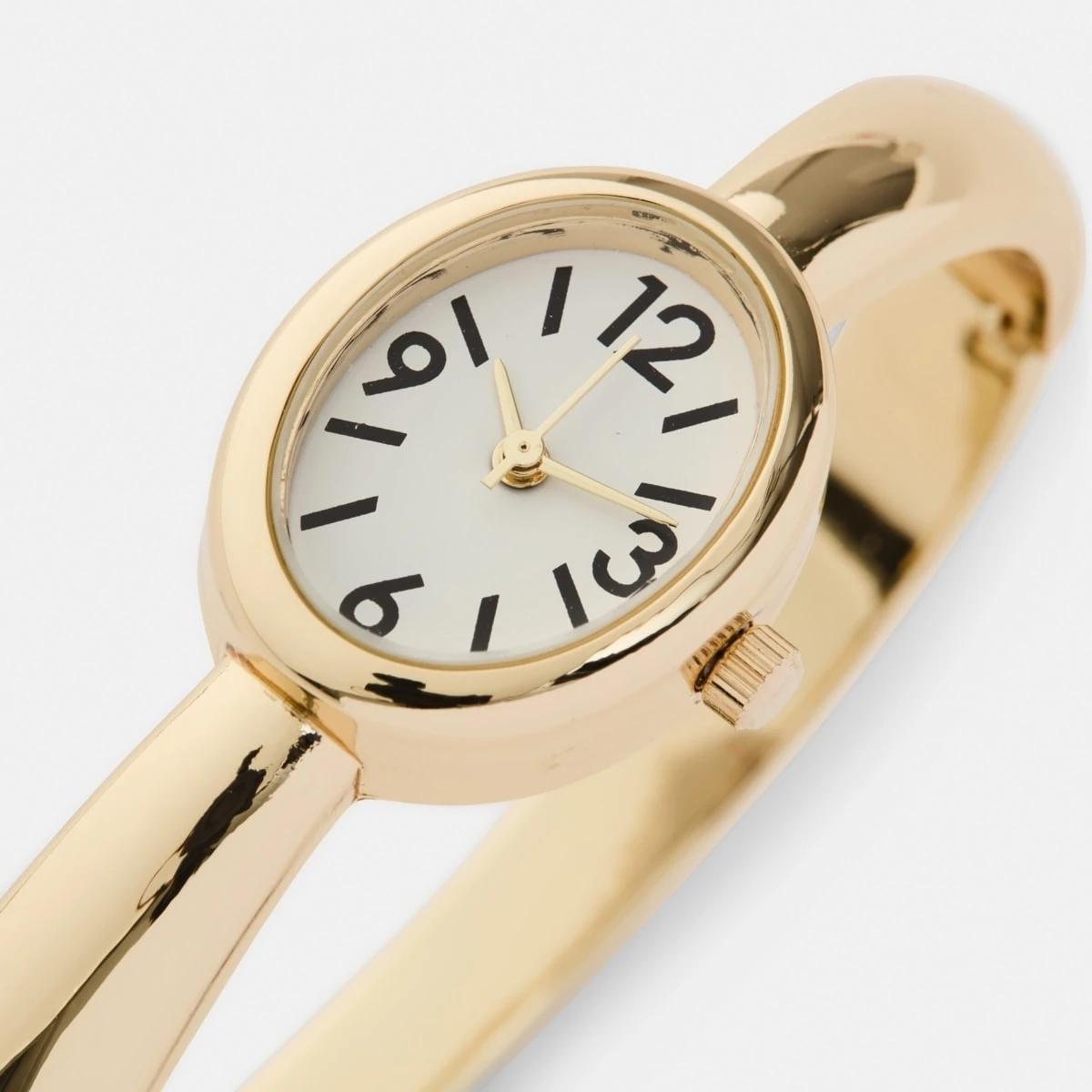 2 Womens Oval Metal Cuff Watch - Gold Tone Gold, 2 of 6