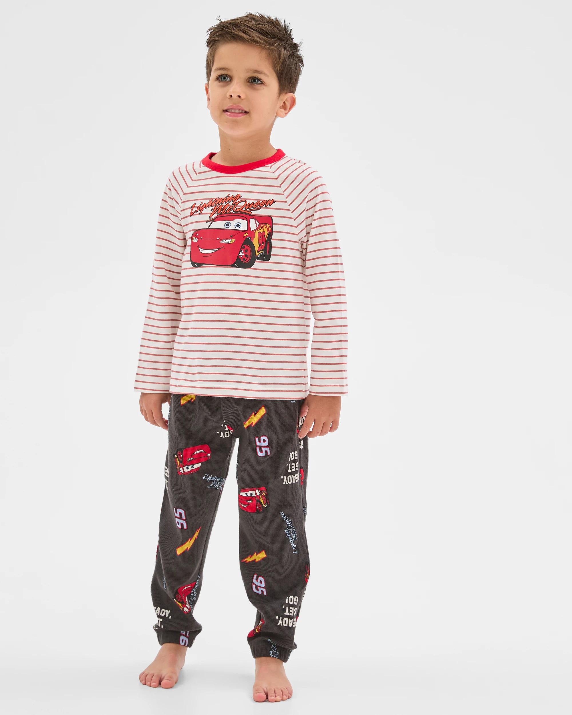 1 Disney Organic Cotton Younger Boys Jersey/Waffle Pyjama Set CARS, 1 of 7