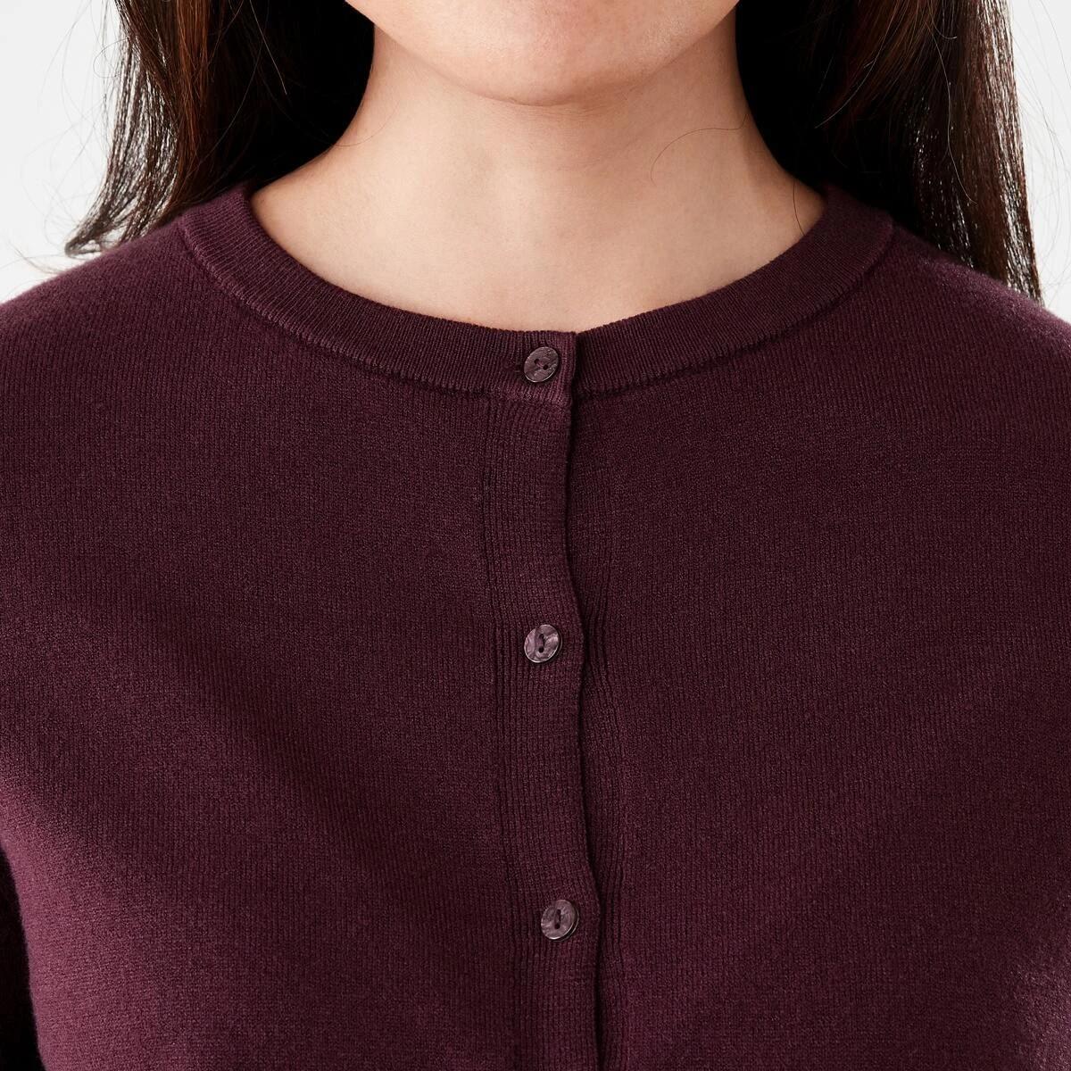 5 Lightweight Crew Neck Cardigan Mulberry, 5 of 6