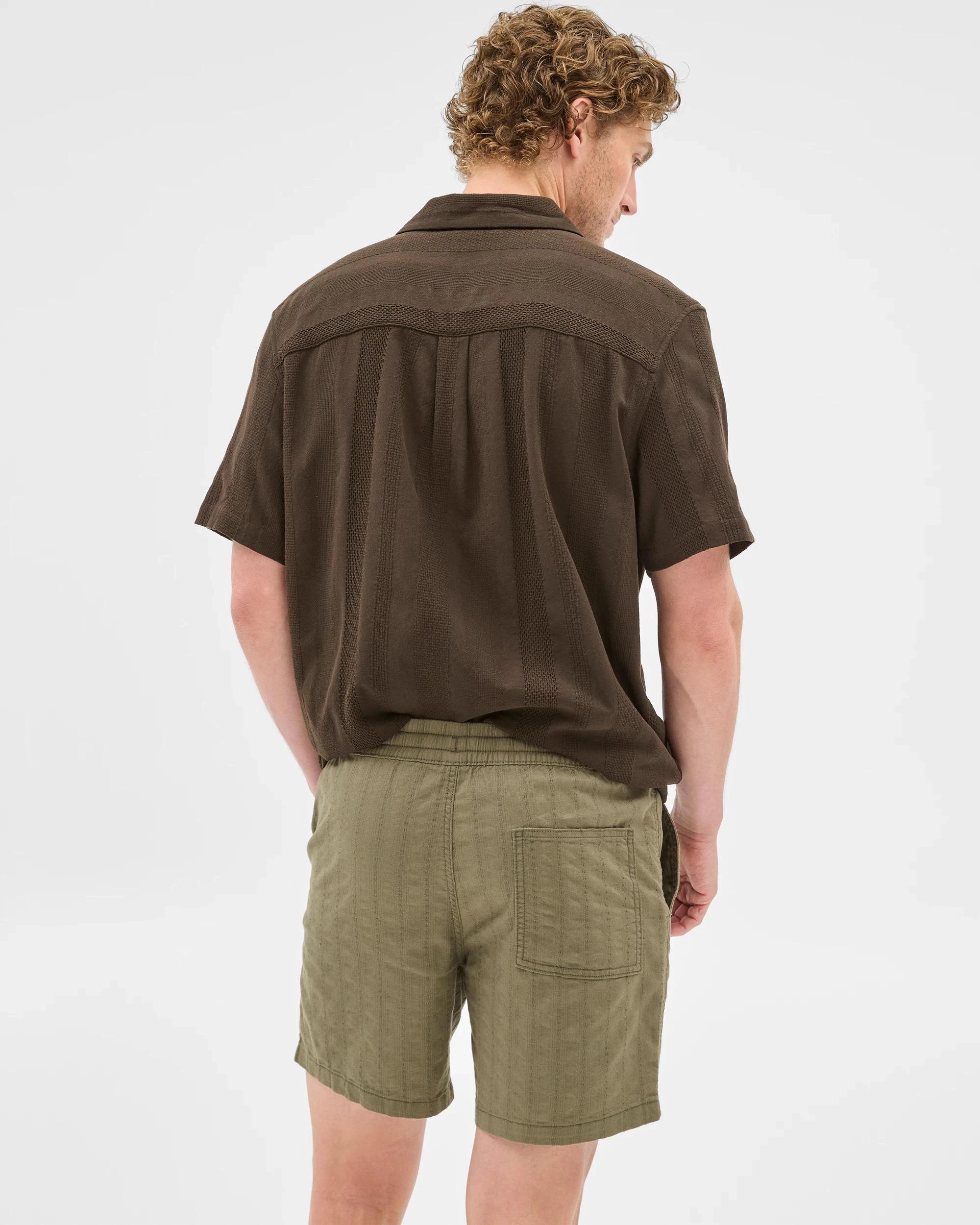 5 Target Australian Cotton Textured Stripe Shorts KHAKI, 5 of 6