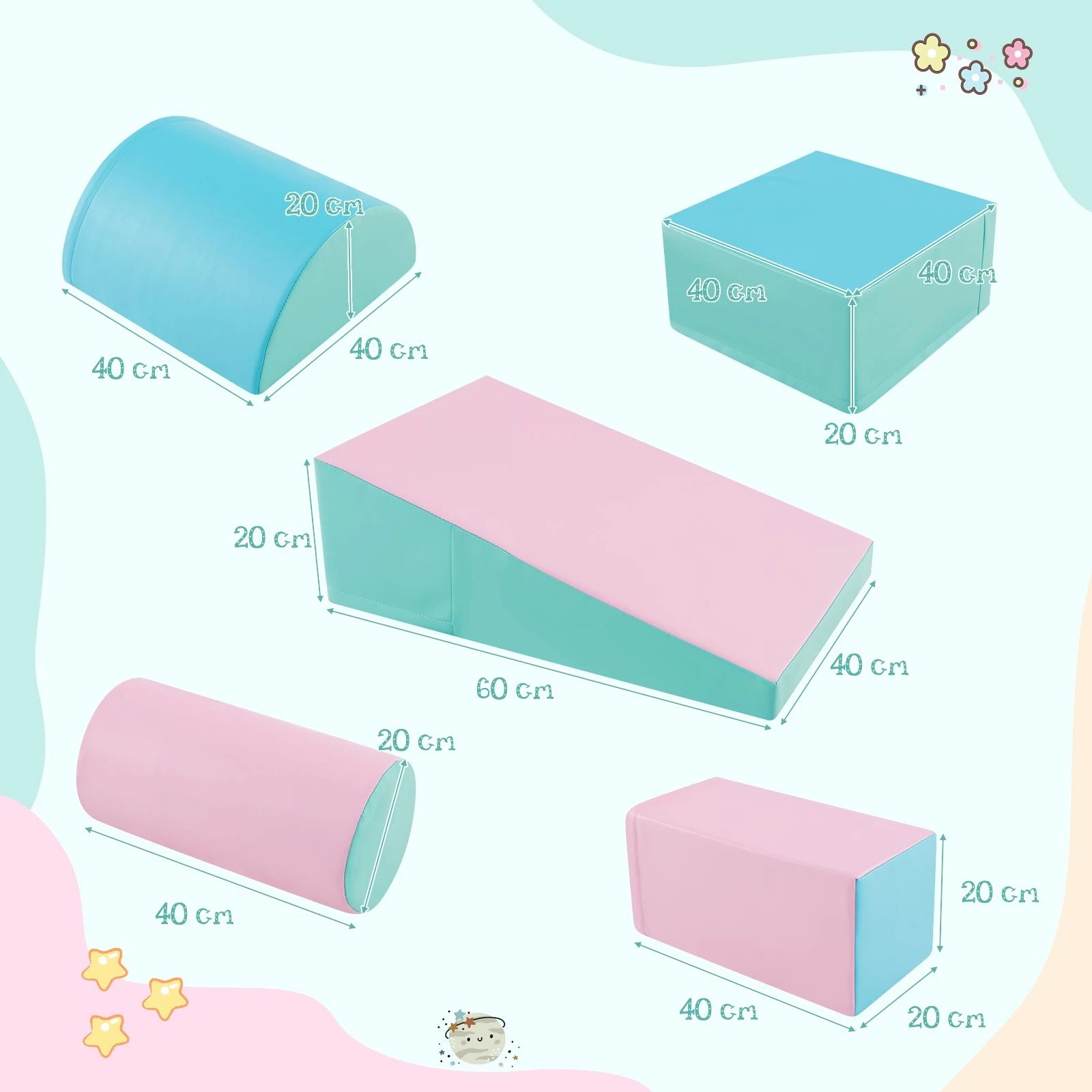 1 Costway 5PCS Soft Foam Blocks Climb Crawl & Slide Playset, 1 of 6