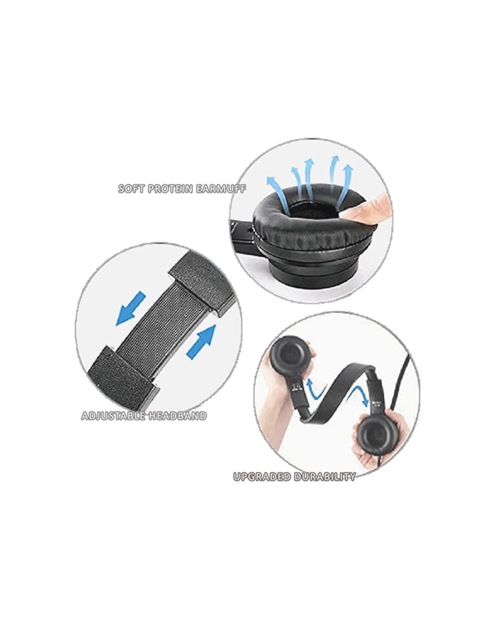 2 Sansai 1.8m Corded USB-A On Ear Wired Headset with Microphone In-Line Control - Black, 2 of 4