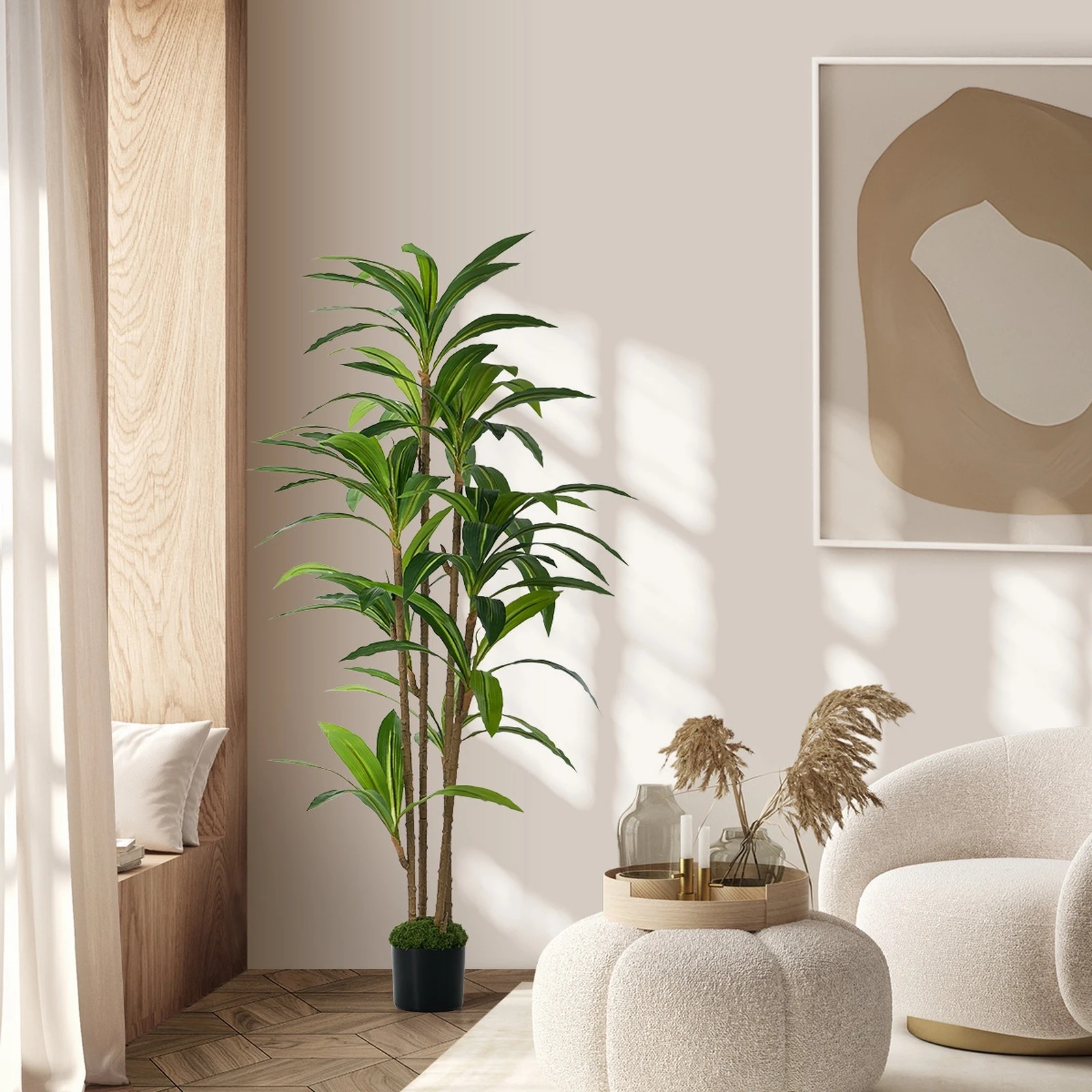 4 Livsip 150cm Artificial Dracaena Tree Realistic Potted Faux Plant Home Decor, 4 of 8