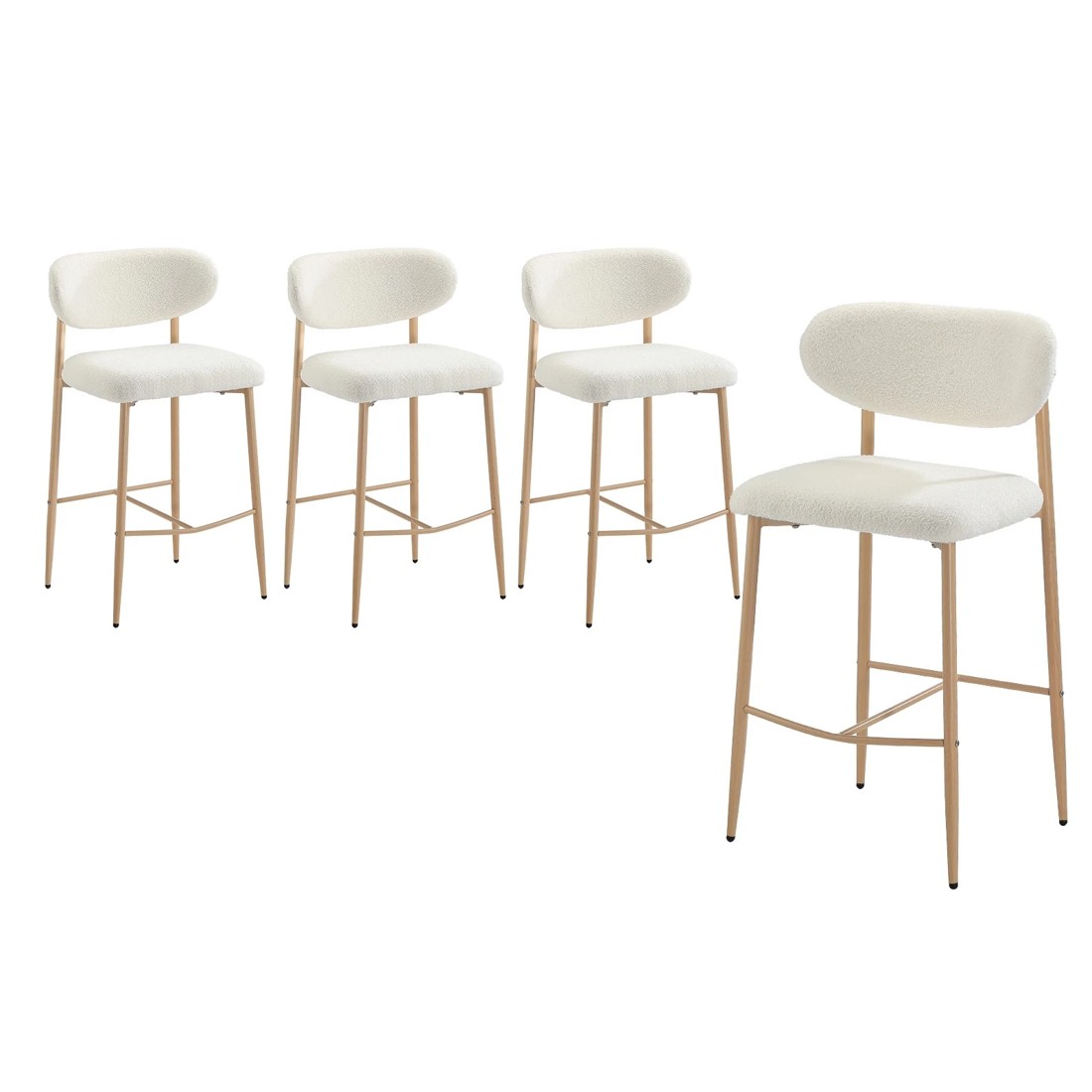 1 Oikiture 4x Bar Stools Kitchen Stool Counter Chair Boucle Fabric
 - Natural, 1 of 10