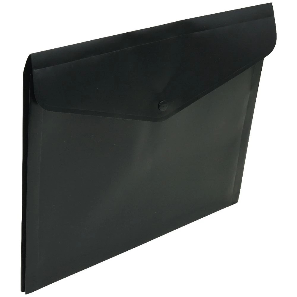 5 J.Burrows A4 Button Document Wallet Black, 5 of 5