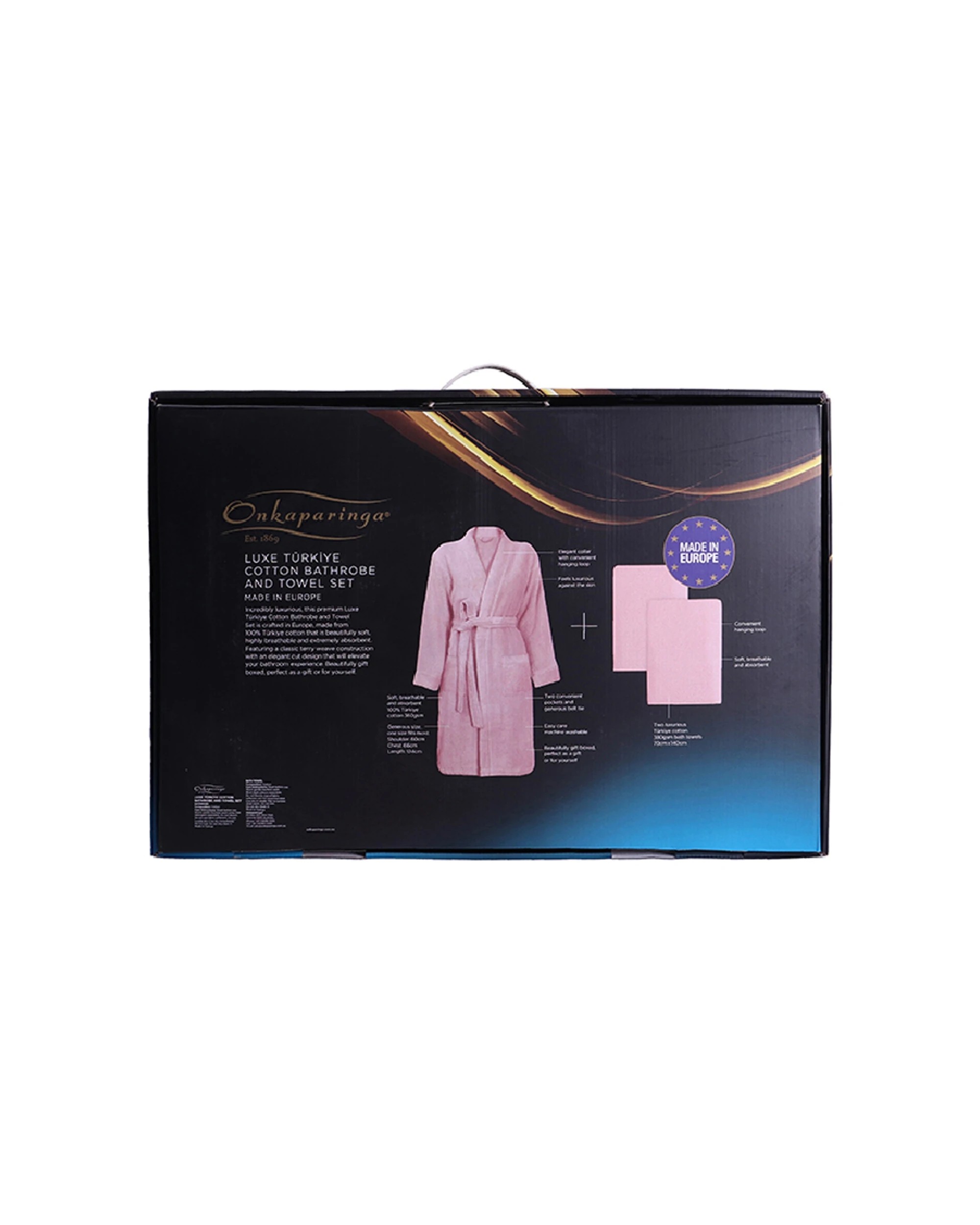 3 Luxe Turkey Cotton Bathrobe & Towel Set - Pink, 3 of 3