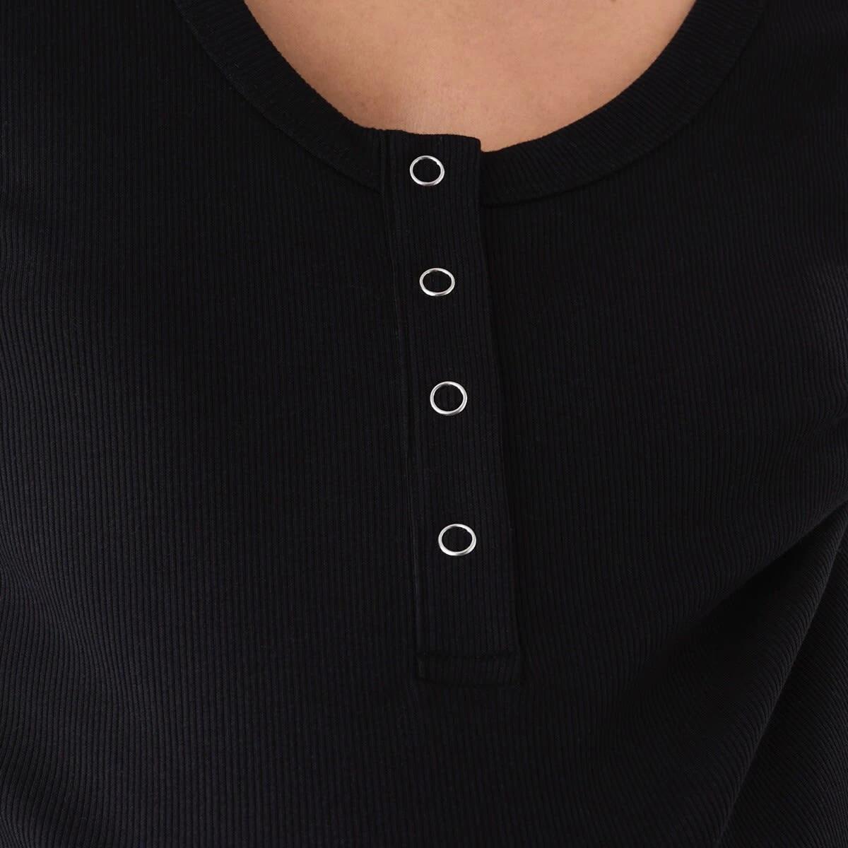 5 Maternity Long Sleeve Henley Feeding T-shirt Black, 5 of 6