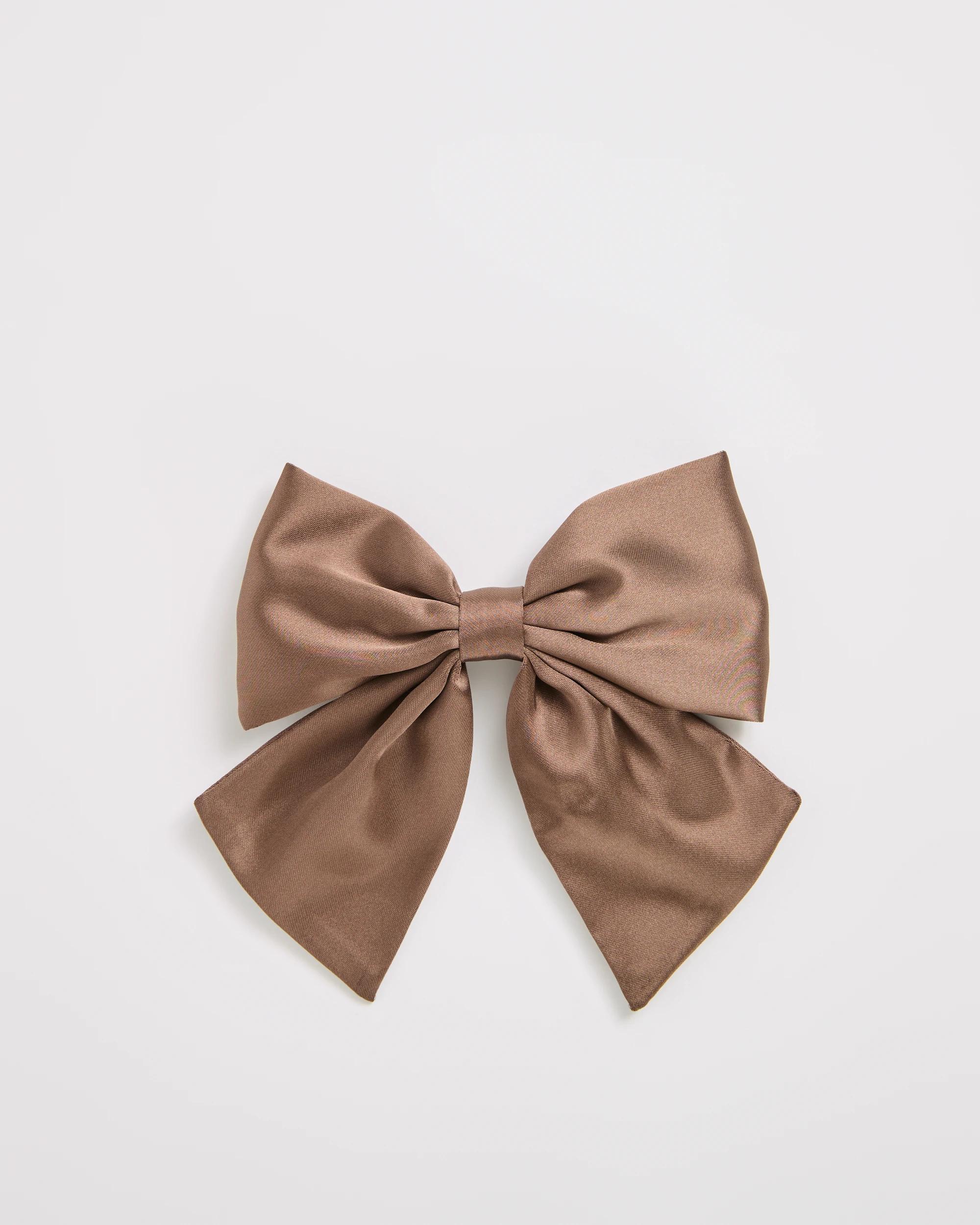 1 Target Woman Satin Bow Barette Hair Clip CHOCOLATE, 1 of 2