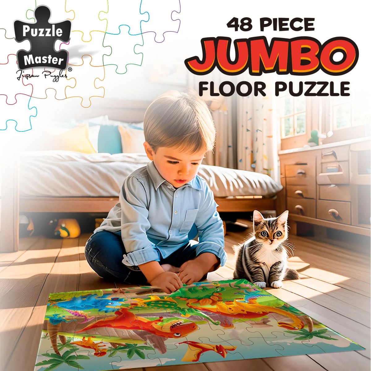 4 Puzzle Master 48 Piece Jumbo Puzzle Dinosaur World, 4 of 5