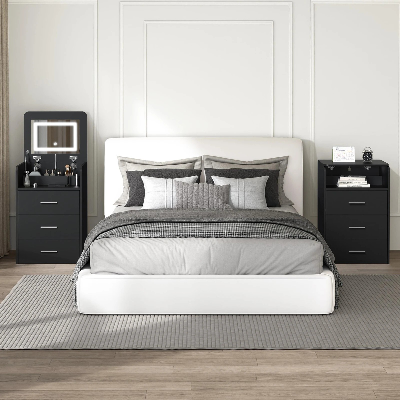 3 Alfordson Dressing Table Stool Set 2-In-1 Makeup Mirror Vanity Desk - Black, 3 of 10