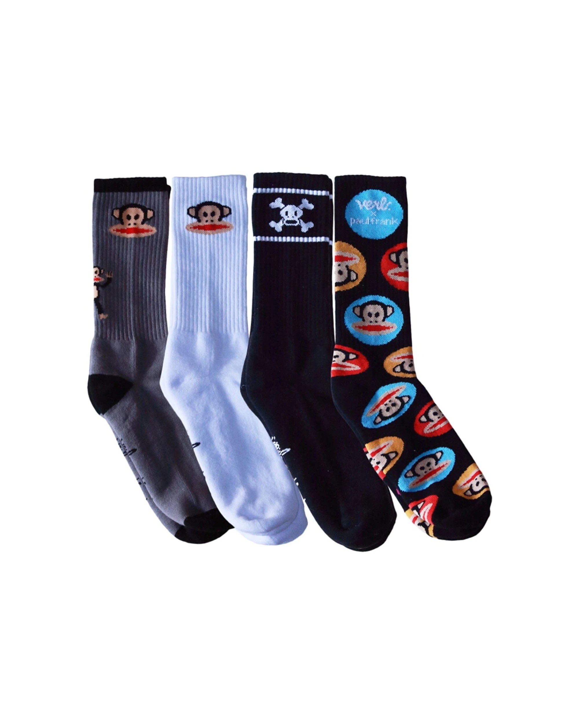 1 Verb. X Paul Frank 4pc Socks Set Crew Height Cotton Polyester Blend - One Size - Multi, 1 of 2