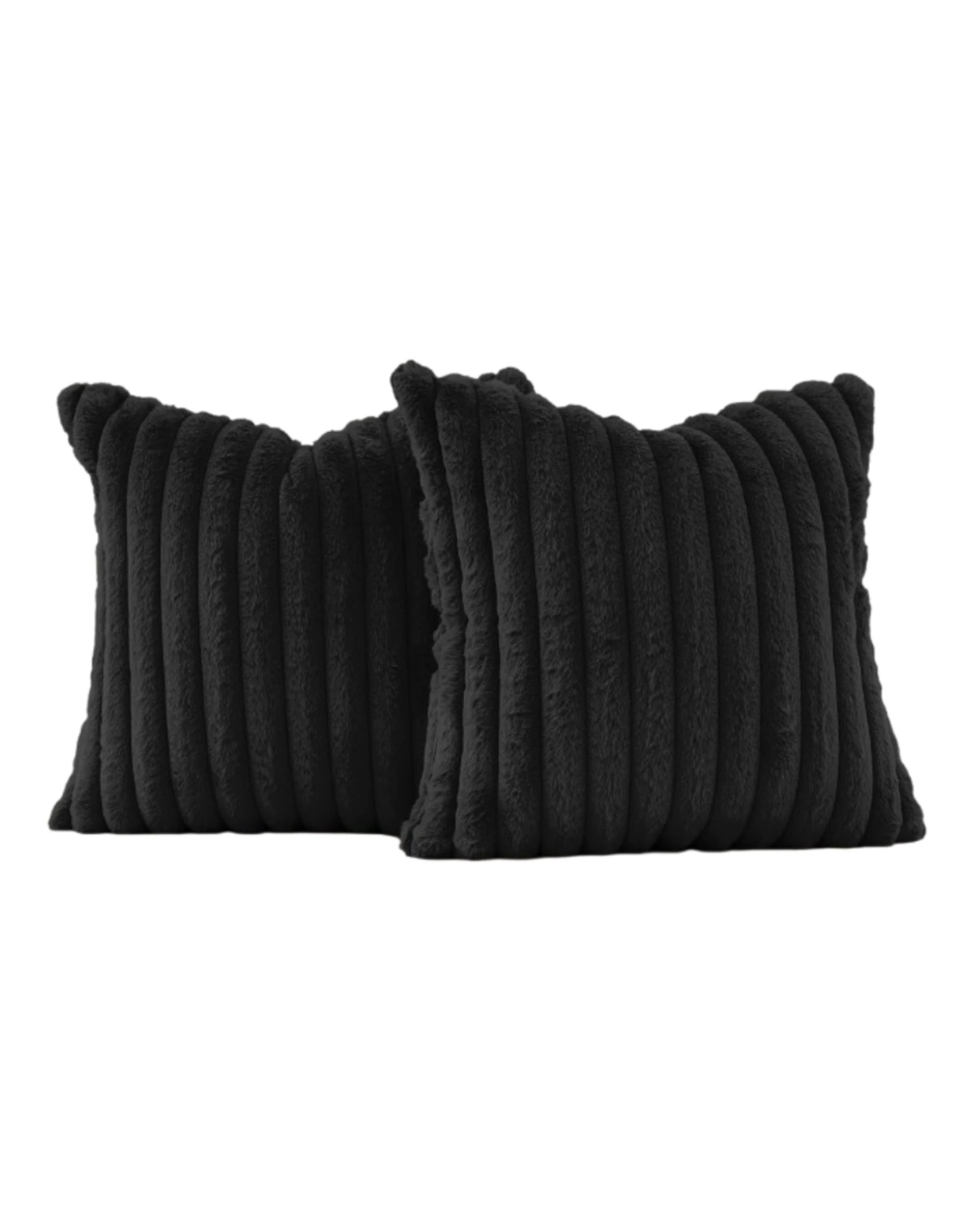 2 Gioia Casa 2-Pack Faux Fur Cushion Covers Soft 45x45cm - Black, 2 of 3