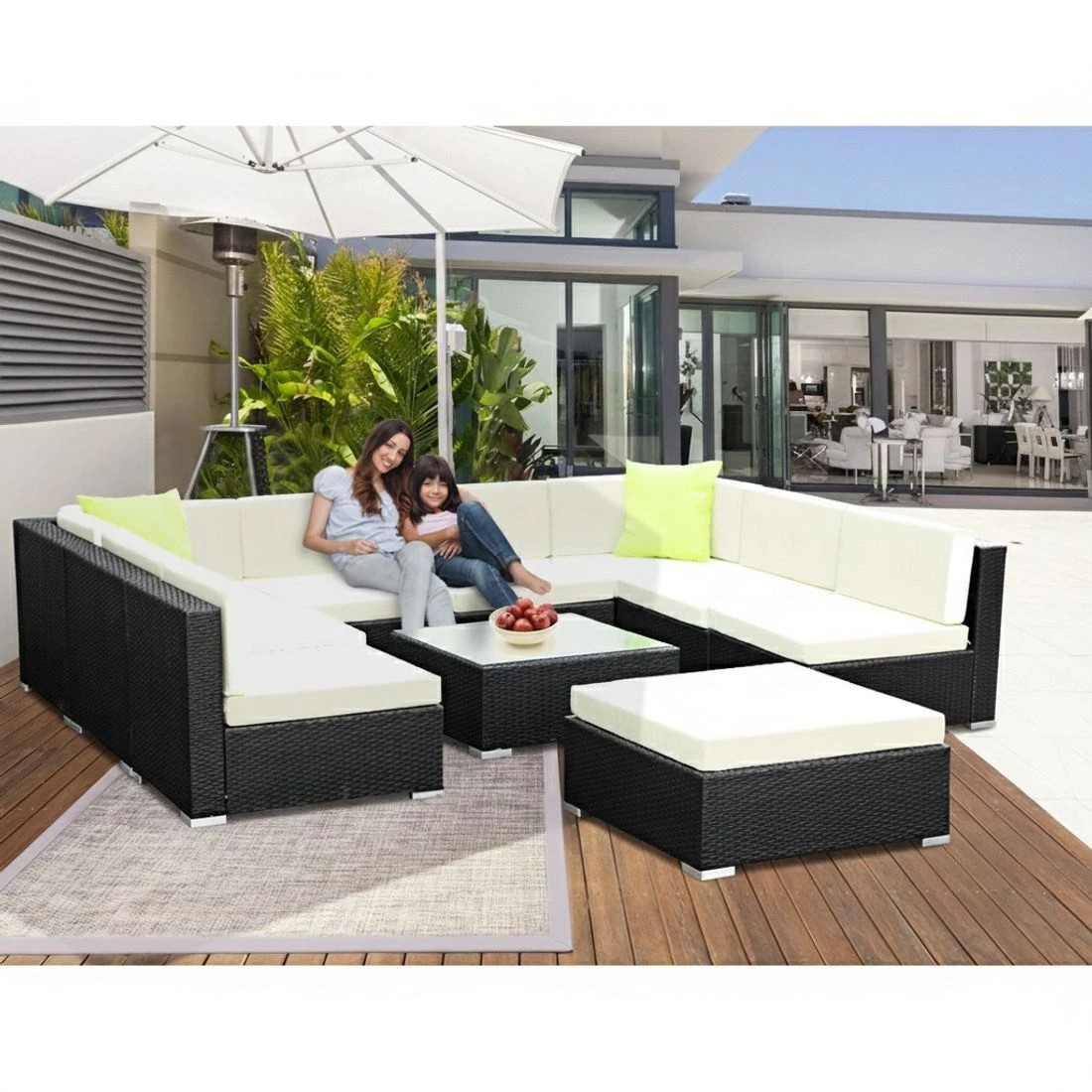 6 Gardeon 10-Piece Outdoor Sofa Set Wicker Couch Lounge Setting 9 Seater - Black, 6 of 7