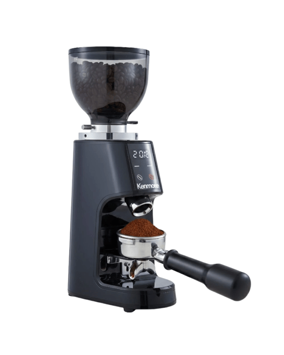 Kenmore 64mm Flat Burr Coffee Grinder, 100 Settings, Digital Timer, 260W Motor, 255g Hopper, 240V Black
