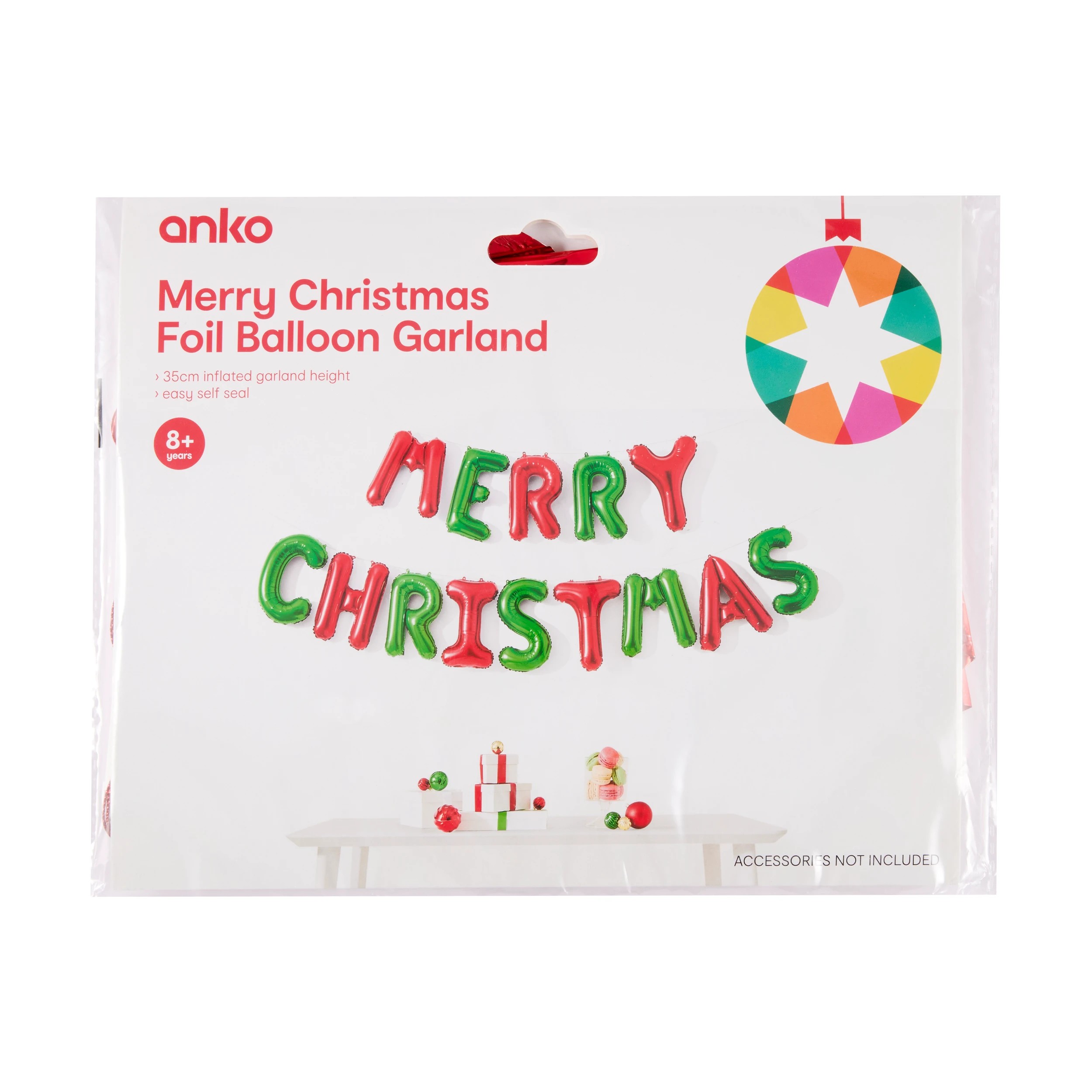 3 Merry Christmas Foil Balloon Garland, 3 of 3