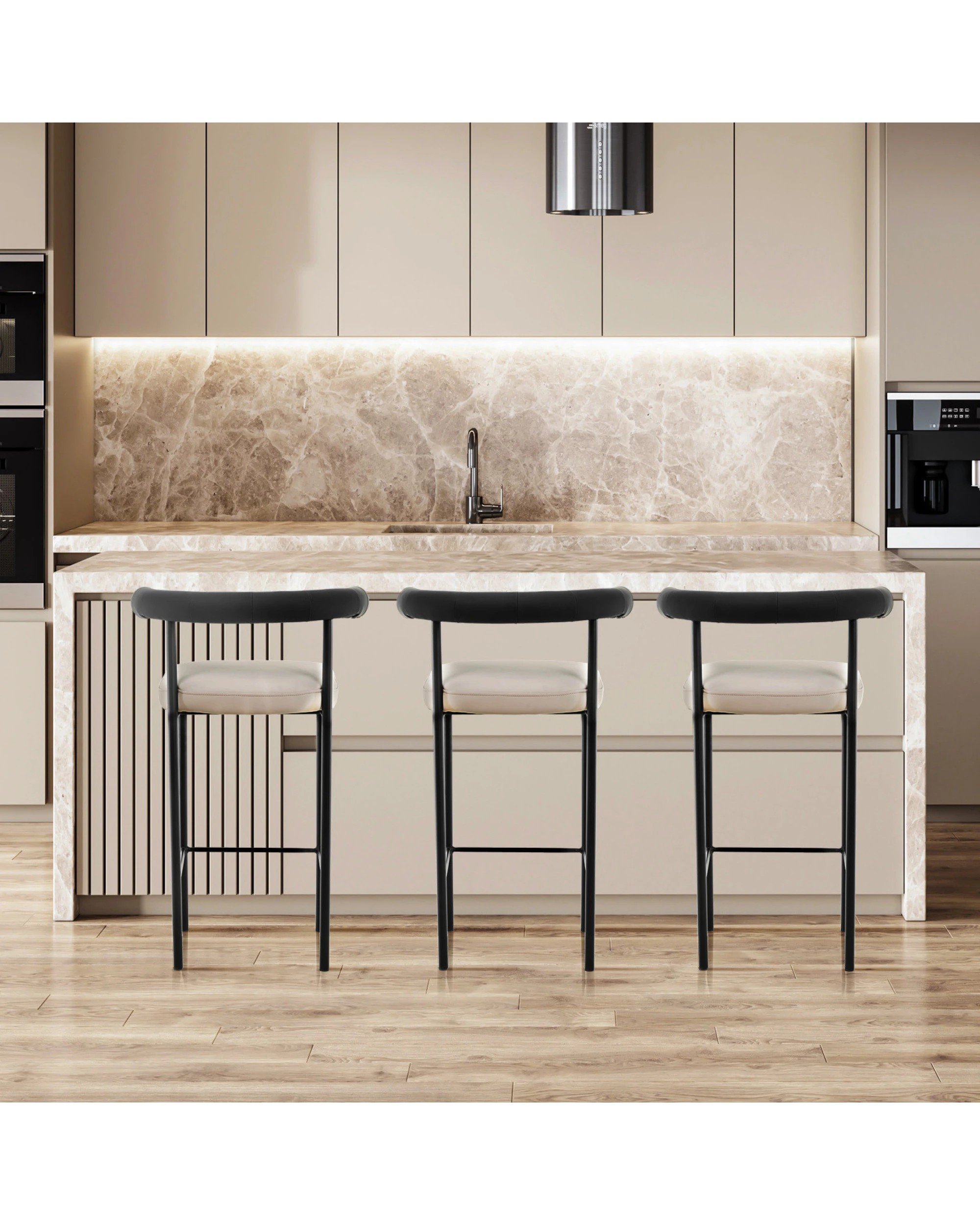 10 Sarantino Cedric Kitchen Bar Stool - Black And Beige, 10 of 10