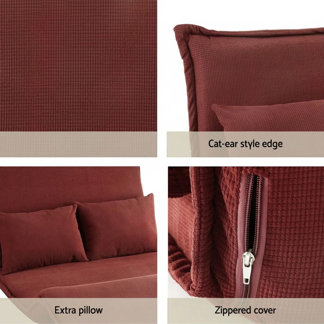 7 Artiss Floor Lounge Sofa Bed Foldable 2 Seater Orange - Orange, 7 of 7