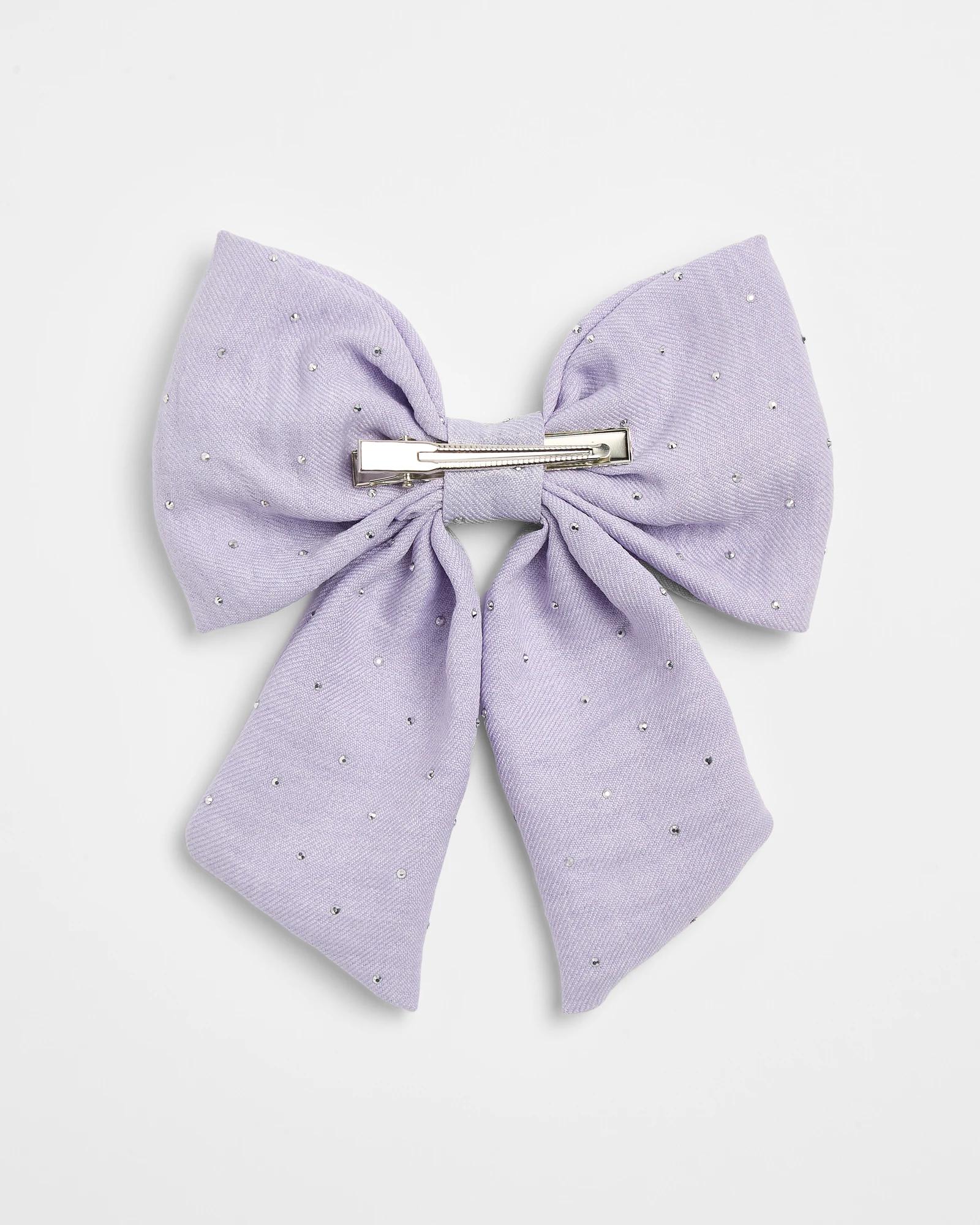 2 Target Kids Sparkle Bow Hair Clip PURPLE, 2 of 2