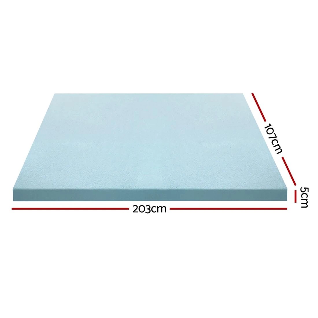 2 Giselle Bedding Memory Foam Mattress Topper Cool Gel 5cm King Single - Blue, 2 of 7