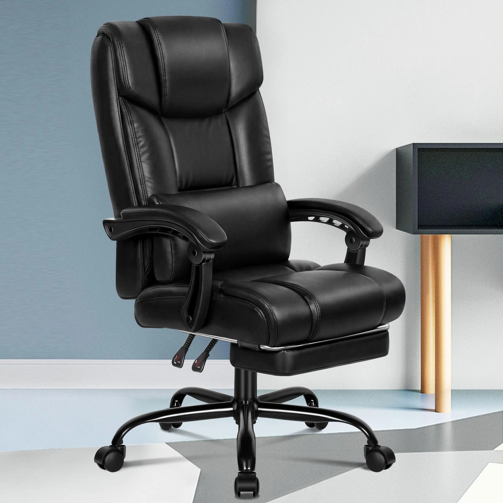 8 Alfordson Office Chair Executive Computer Gaming PU Leather Seat Recliner - Black, 8 of 10