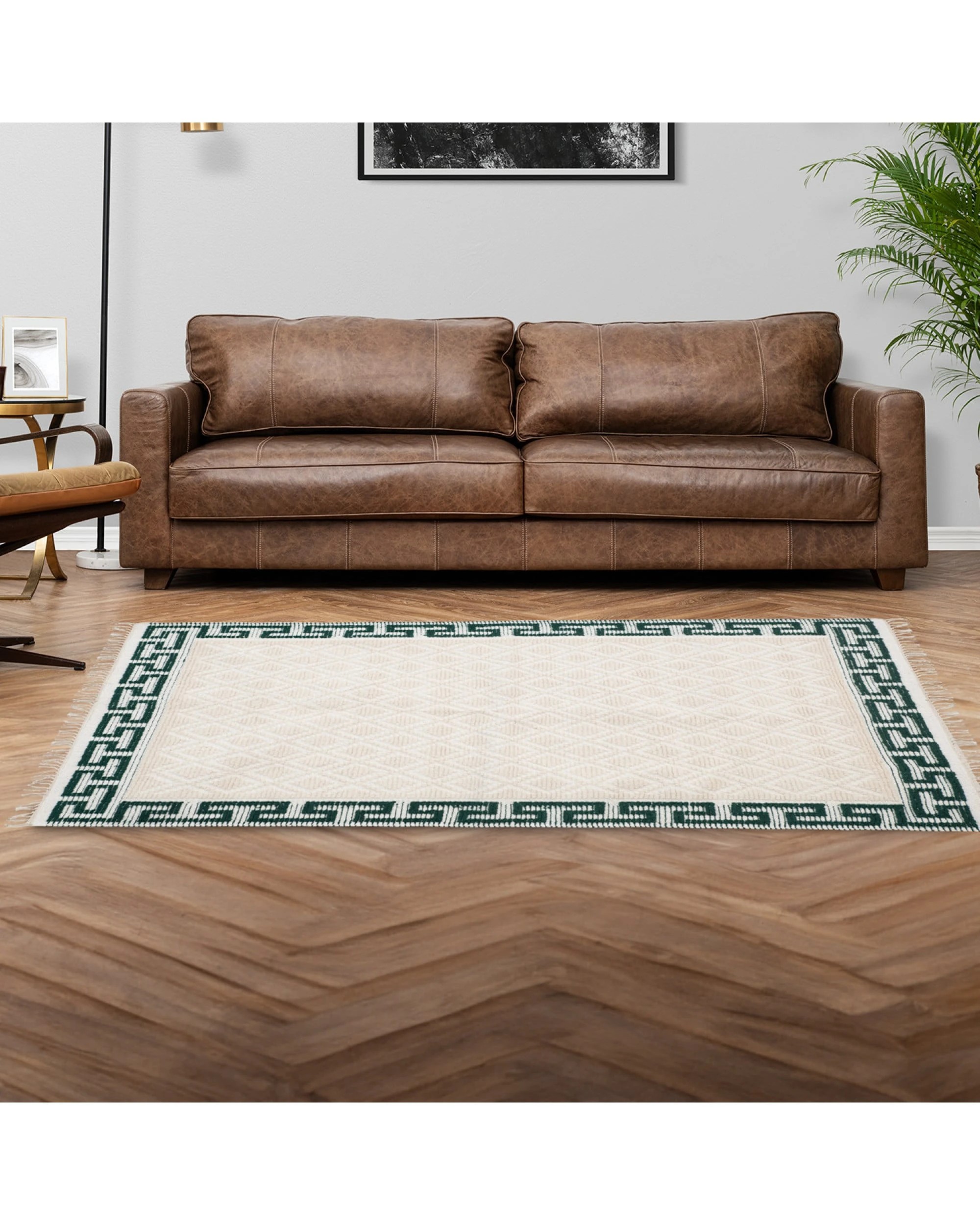 2 Greek Inspired Wool Rug 165 - Green, 2 of 4